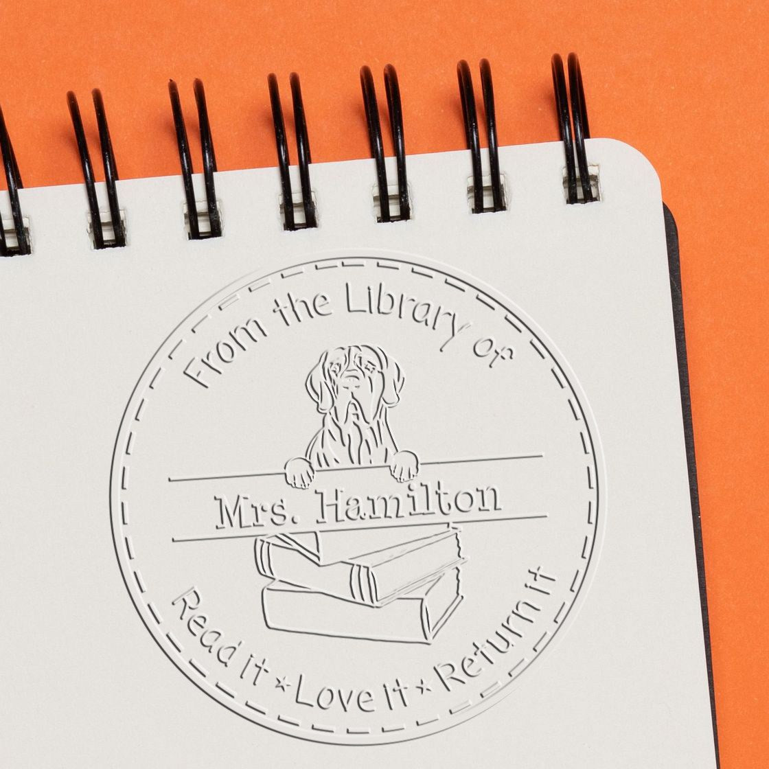 Custom Bookplate Seal Embosser with Great Dane Dog - Engineer Seal Stamps