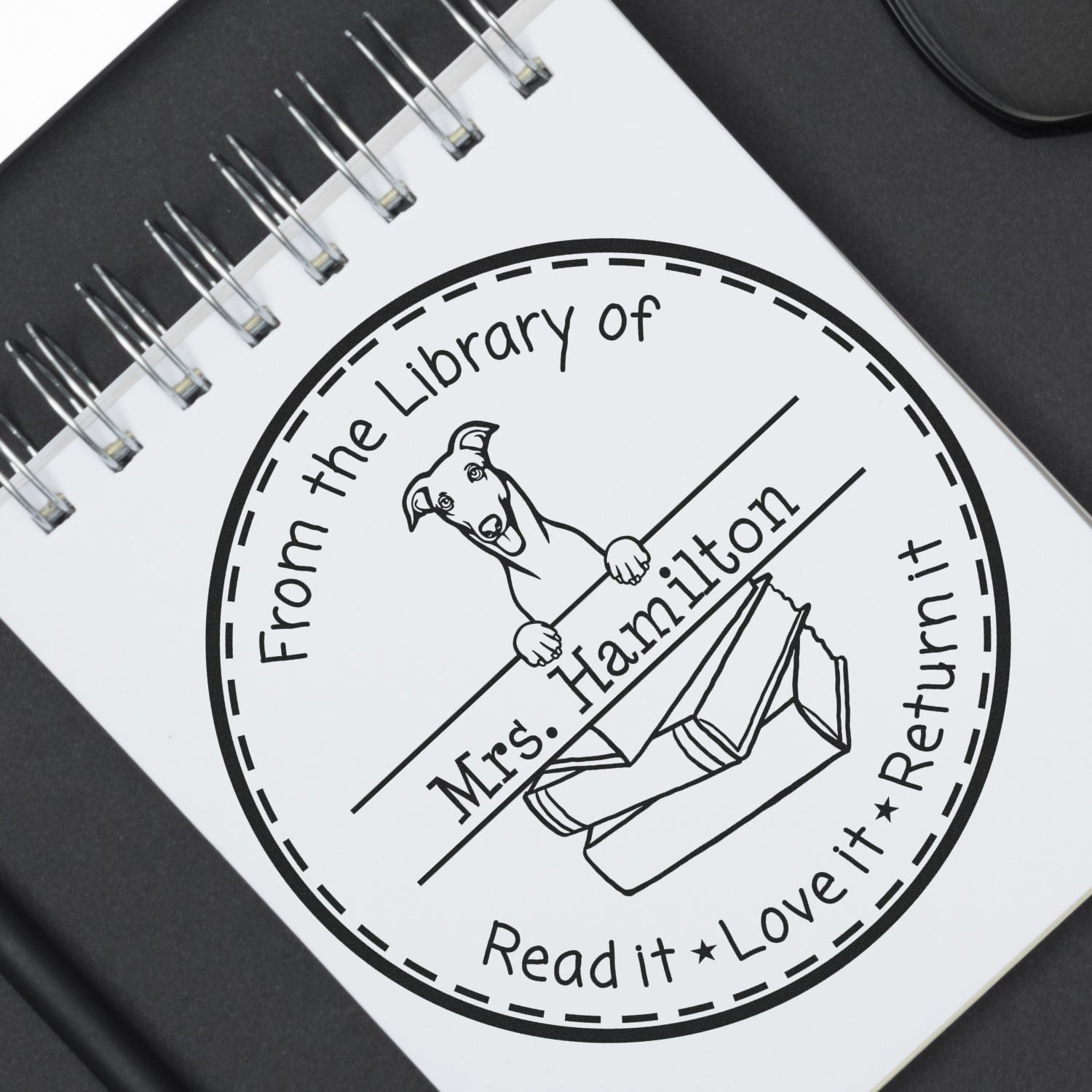 Greyhound Dog Customized Return My Book Stamper - Engineer Seal Stamps