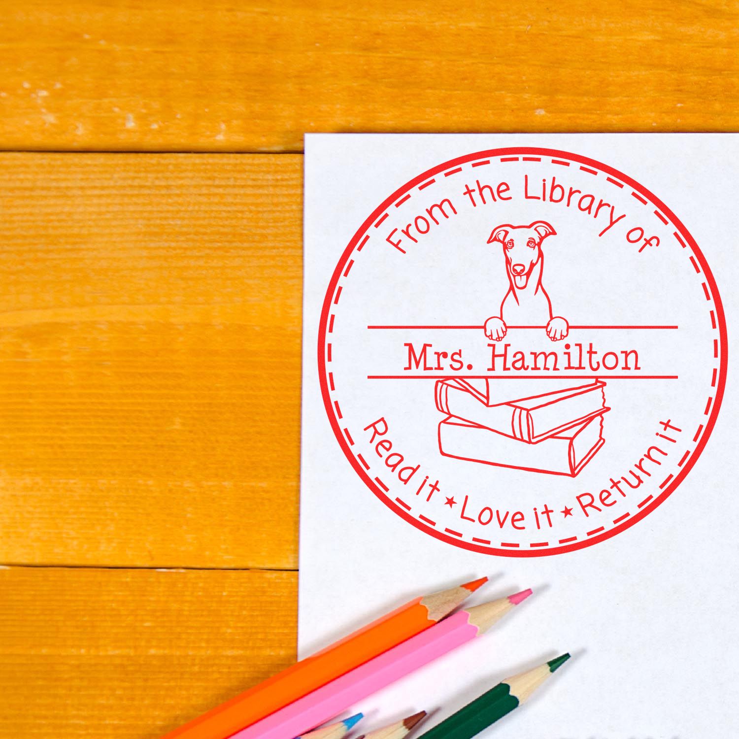 Greyhound Custom-Made Teacher's Stamper - Engineer Seal Stamps
