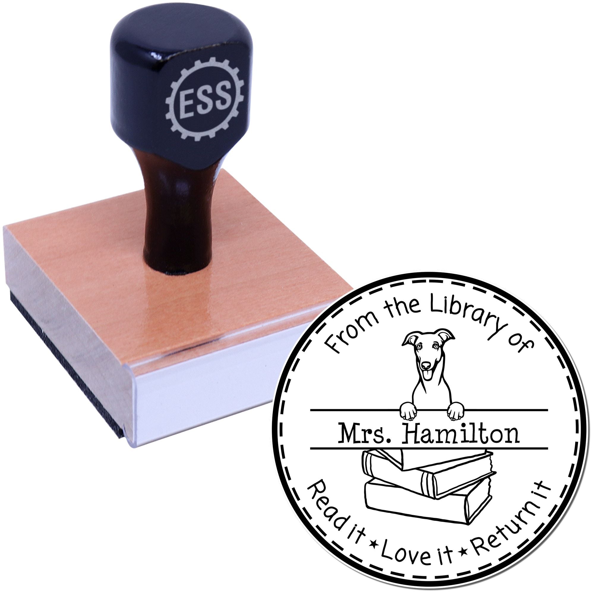Greyhound Dog Themed Read It Love It Return It For Teachers Stamp - Engineer Seal Stamps