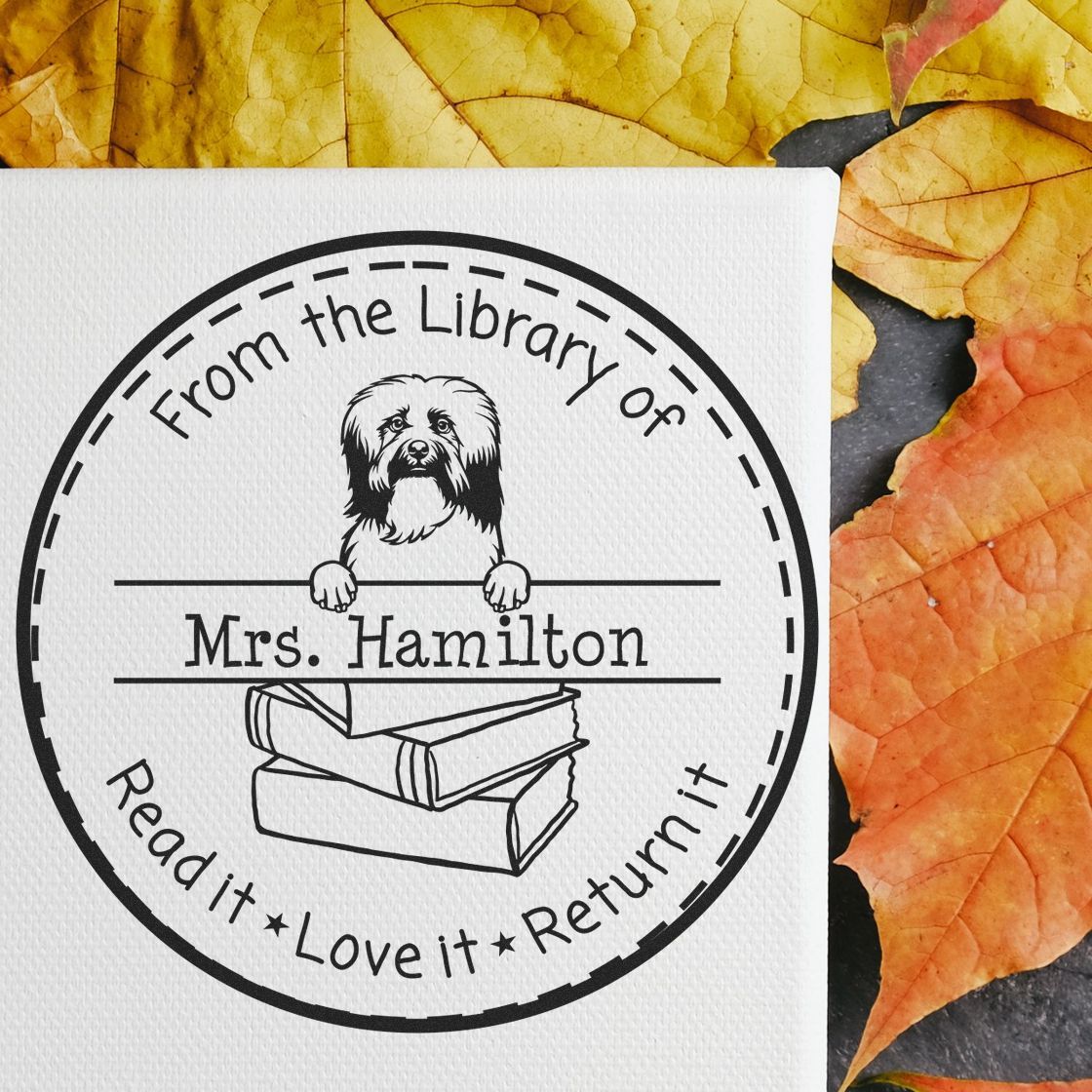 Customized Book Ownership Tool Stamper with Havanese Dog - Engineer Seal Stamps