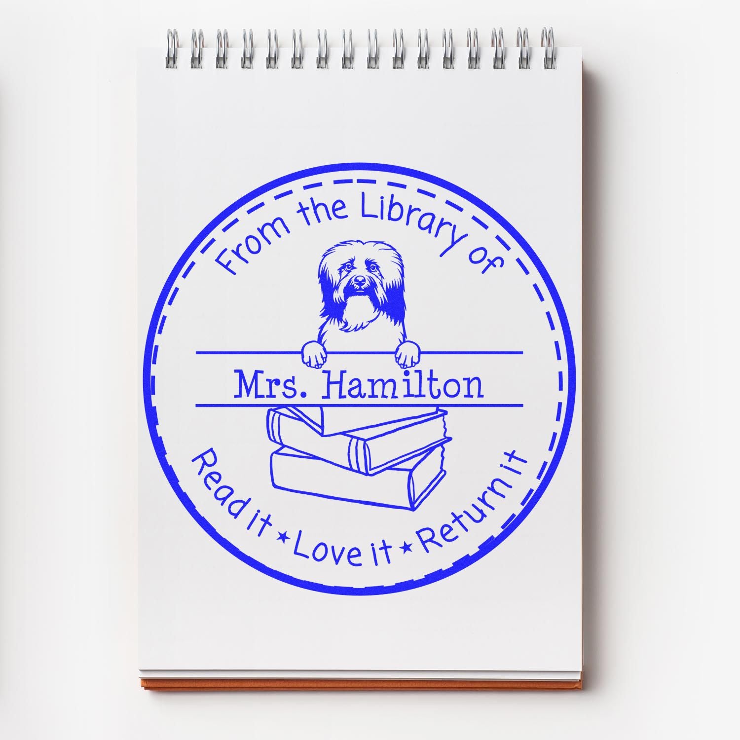 Customized Book Ownership Tool Stamper with Havanese Dog - Engineer Seal Stamps