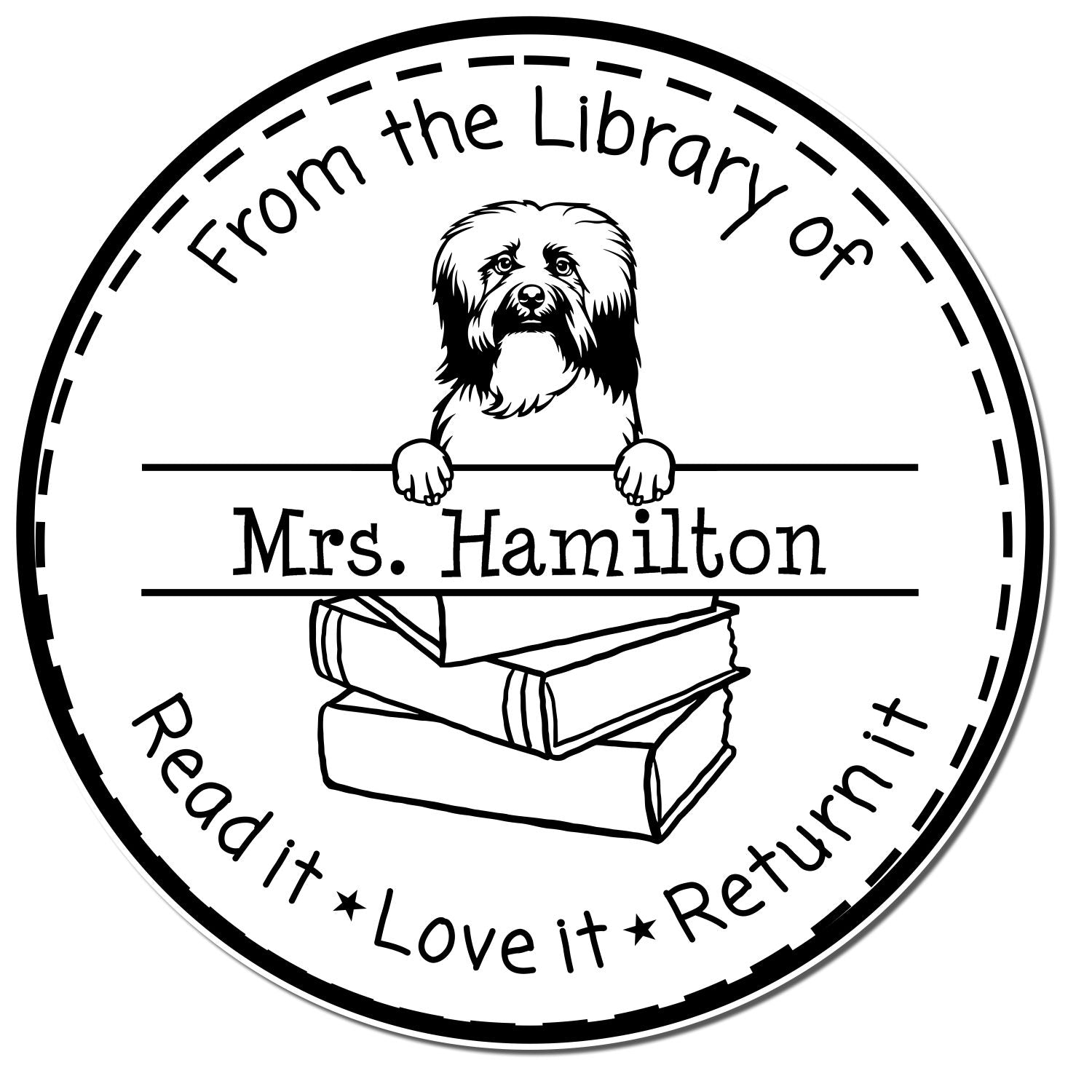 Havanese Dog Customized Borrowed Library Book Stamp - Engineer Seal Stamps