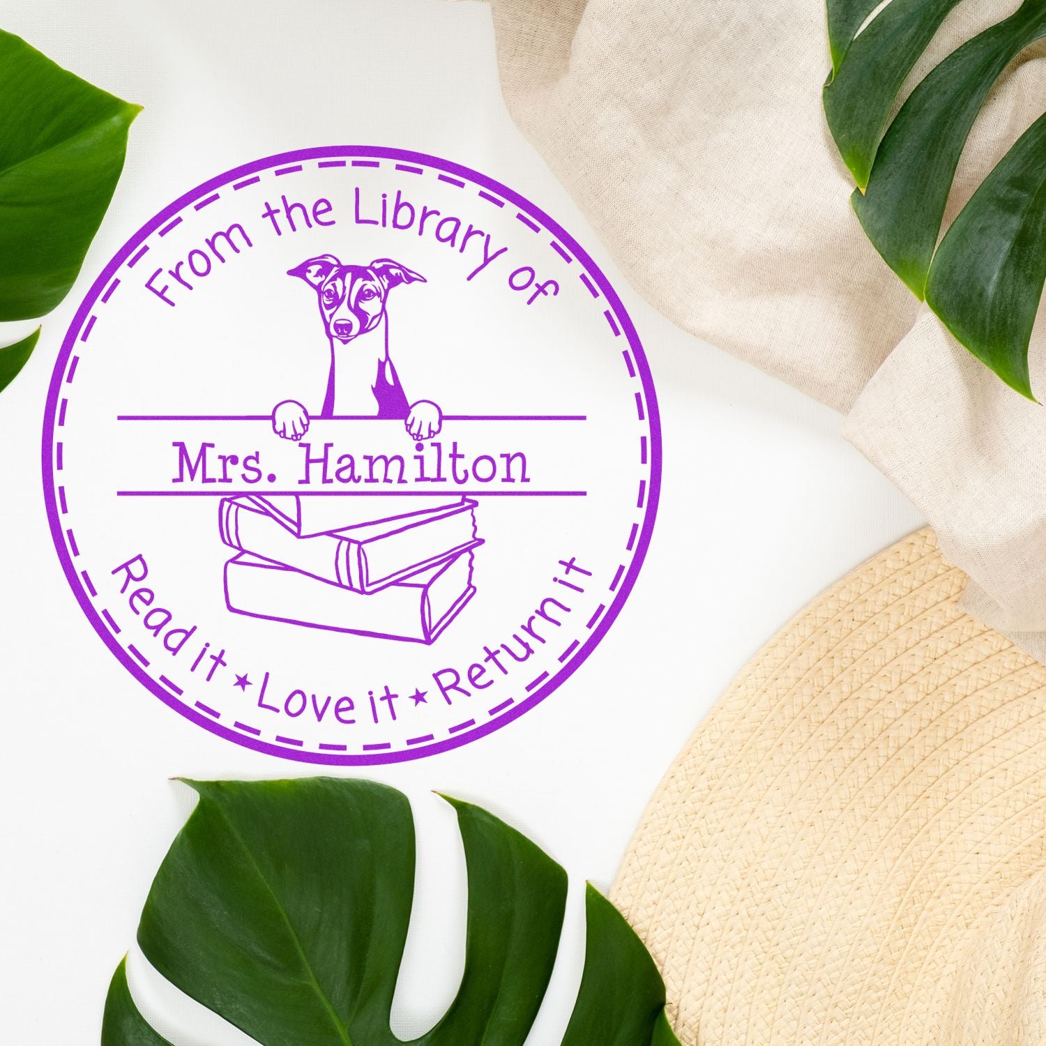 Italian Greyhound Dog Themed Read It Love It Return It For Students Stamp - Engineer Seal Stamps