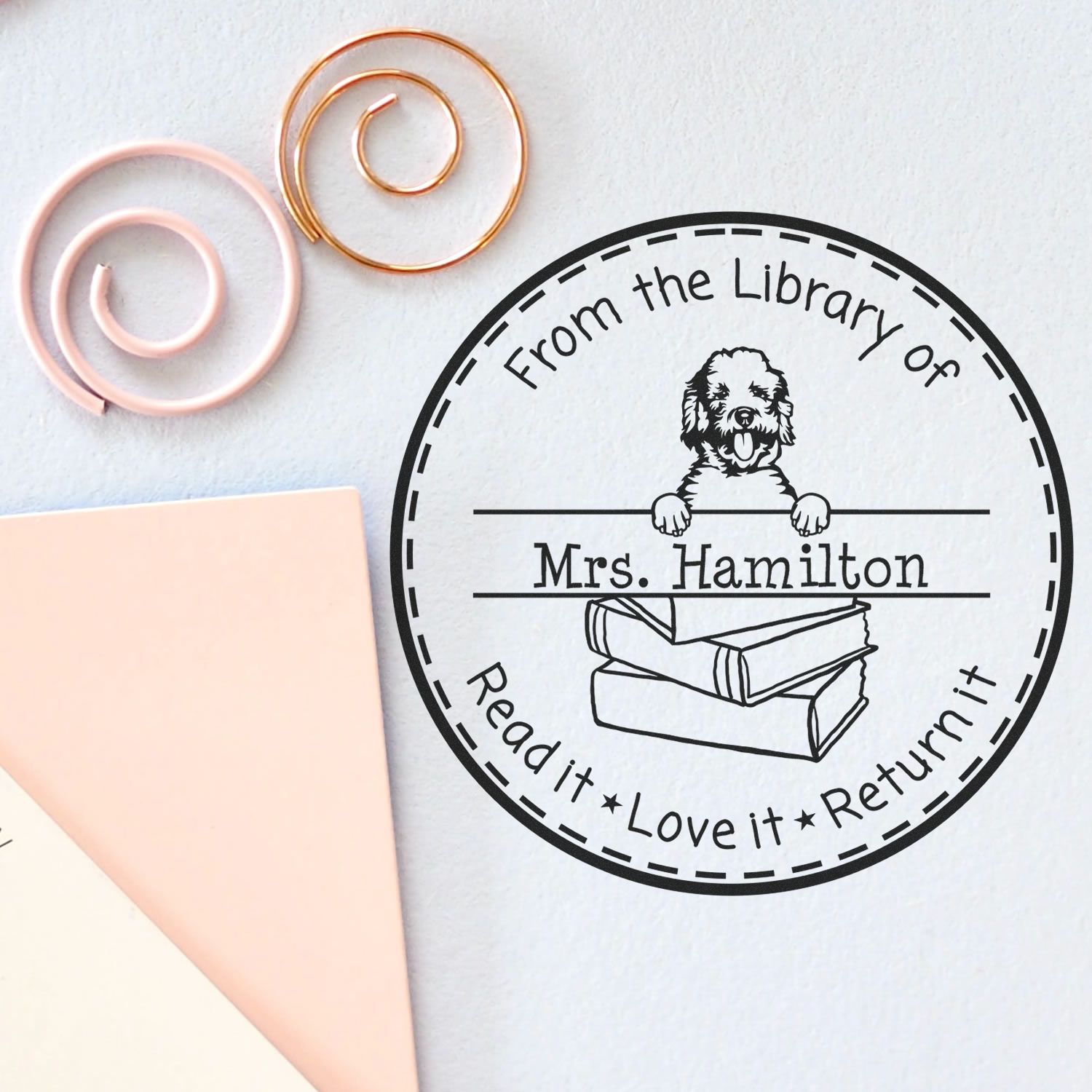 Labradoodle Dog Themed Read It Love It Return It For Schools Stamper - Engineer Seal Stamps