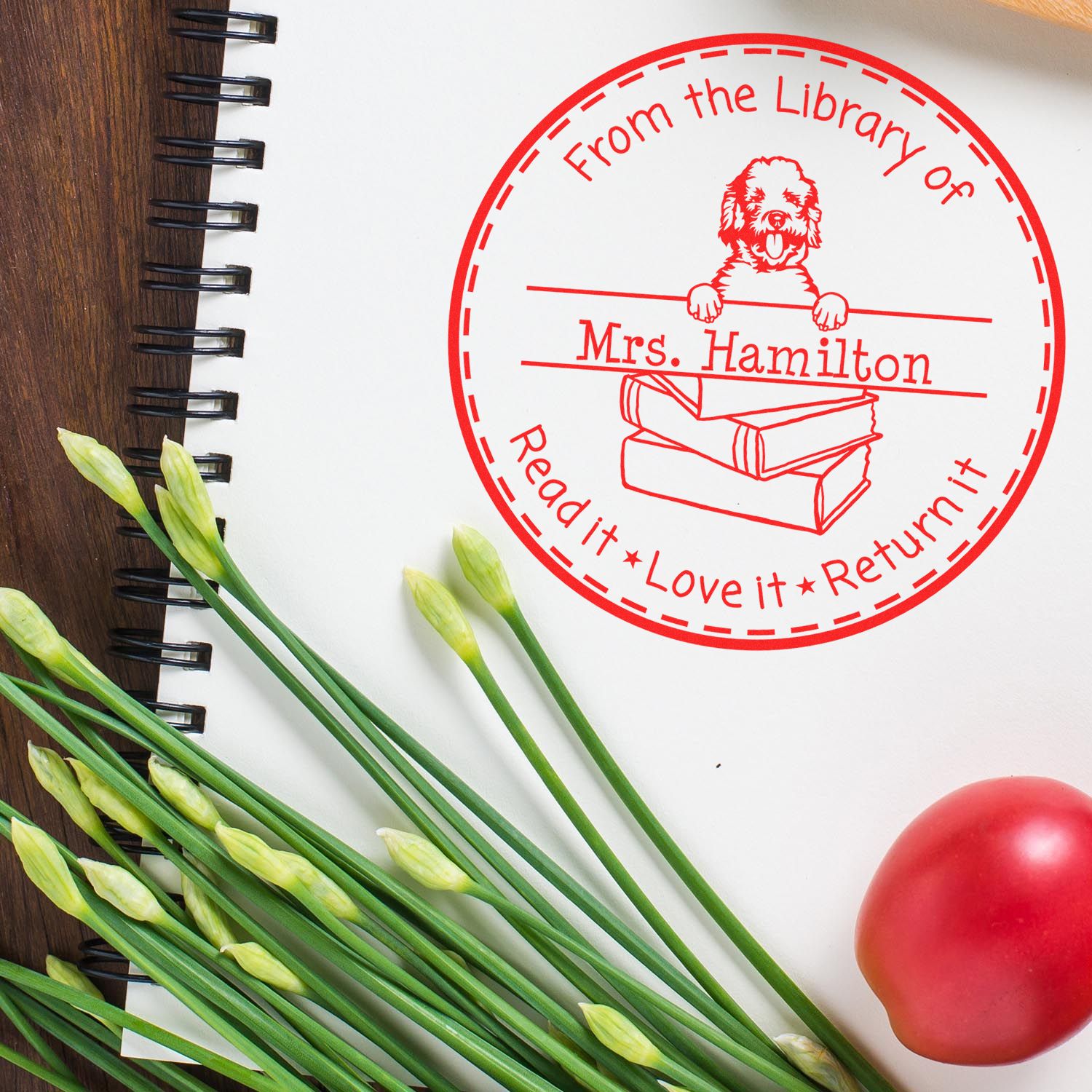 Labradoodle Dog Customized Please Return Book Stamp - Engineer Seal Stamps