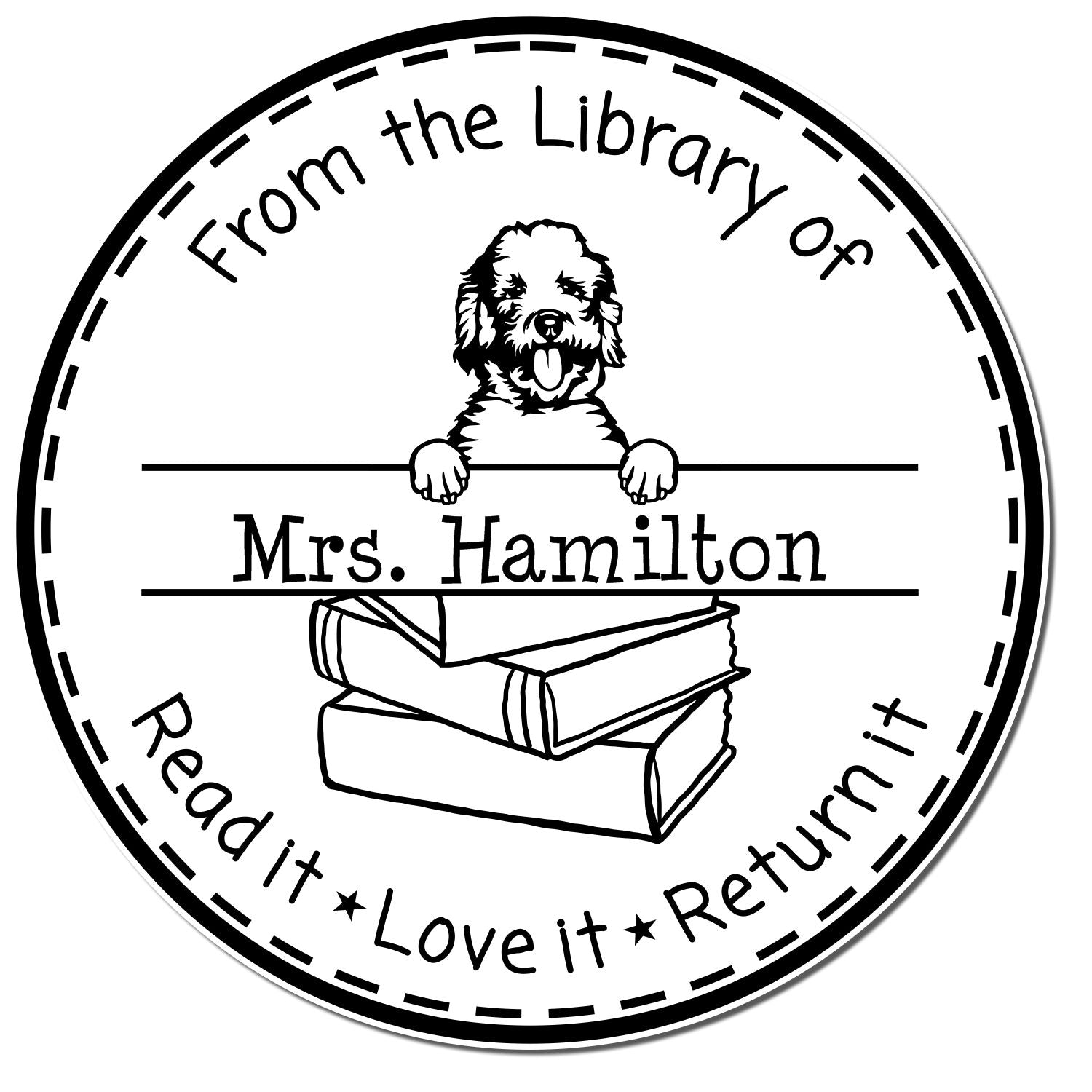 Labradoodle Dog Themed Read It Love It Return It For Schools Stamper - Engineer Seal Stamps