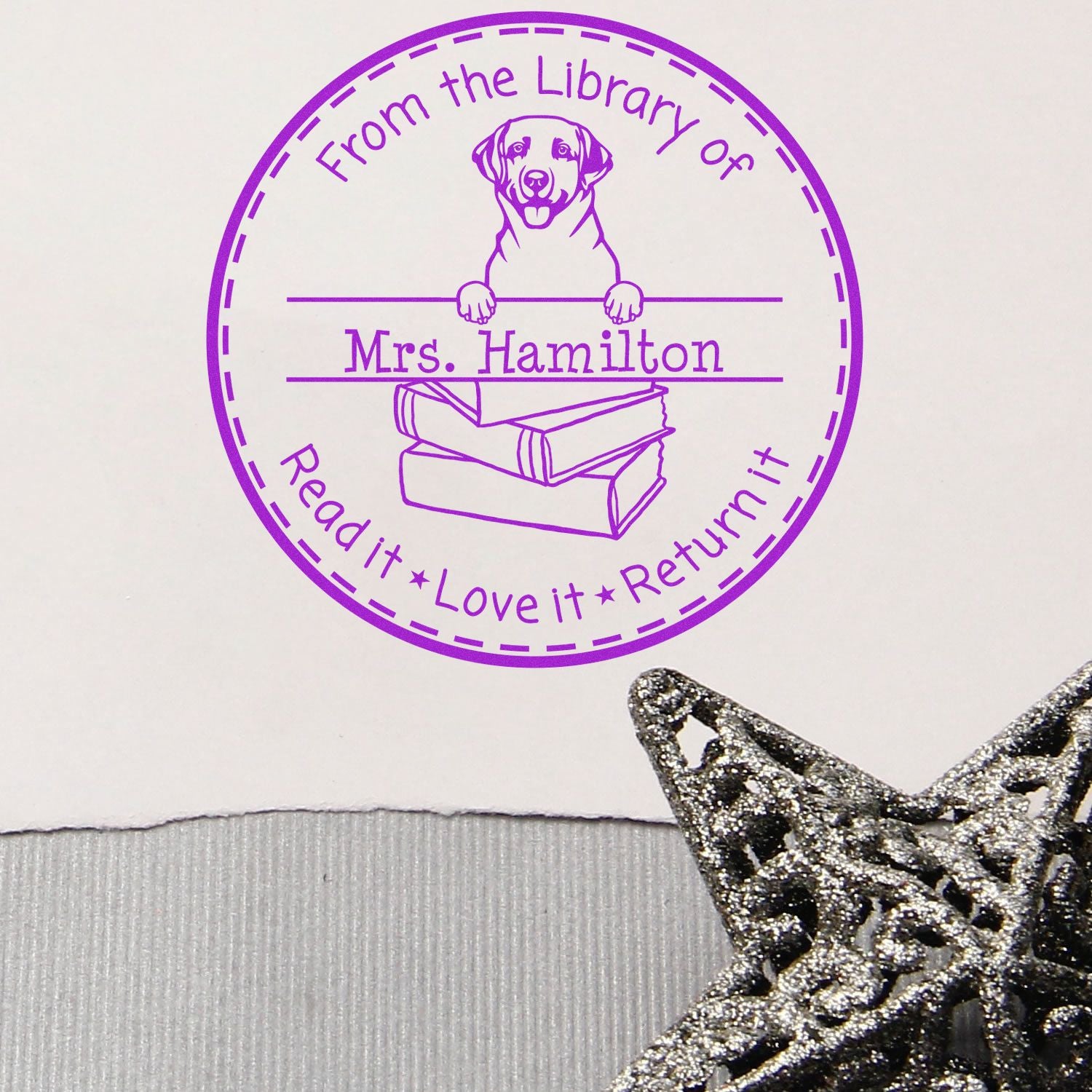 Labrador Retriever Dog Customized Please Return Book Stamper - Engineer Seal Stamps