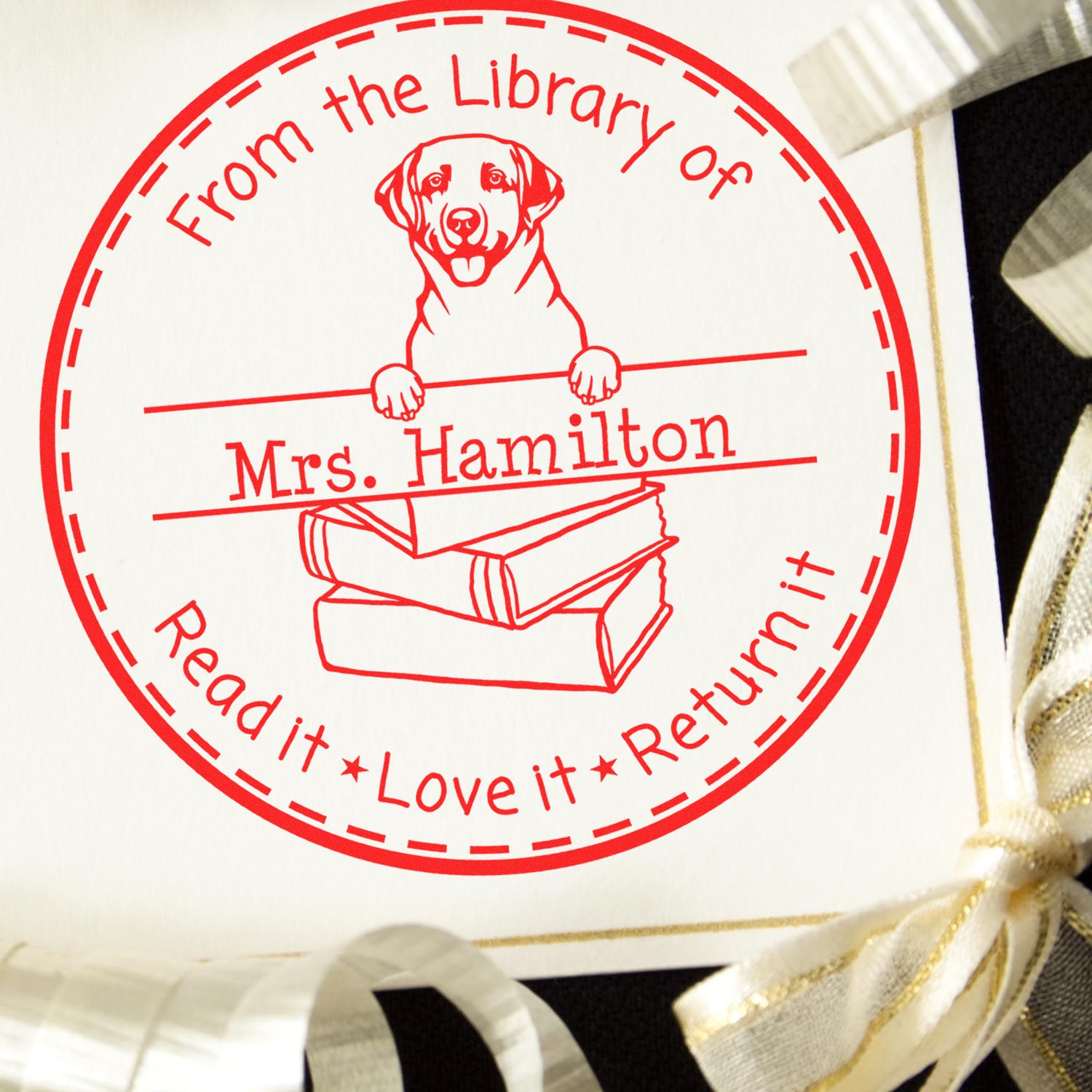 Labrador Retriever Dog Themed Read It Love It Return It For Schools Stamp - Engineer Seal Stamps