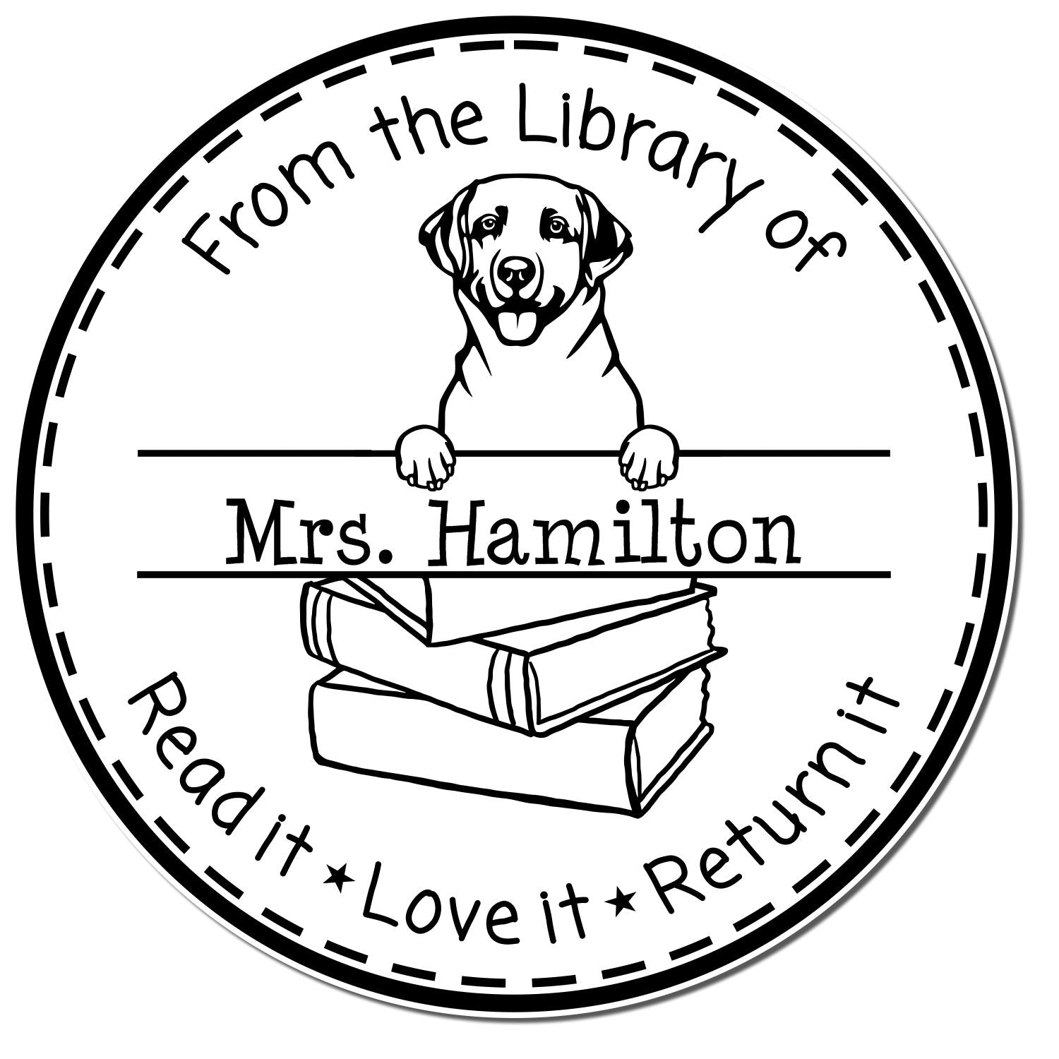 Labrador Retriever Dog Themed Read It Love It Return It For Schools Stamp - Engineer Seal Stamps