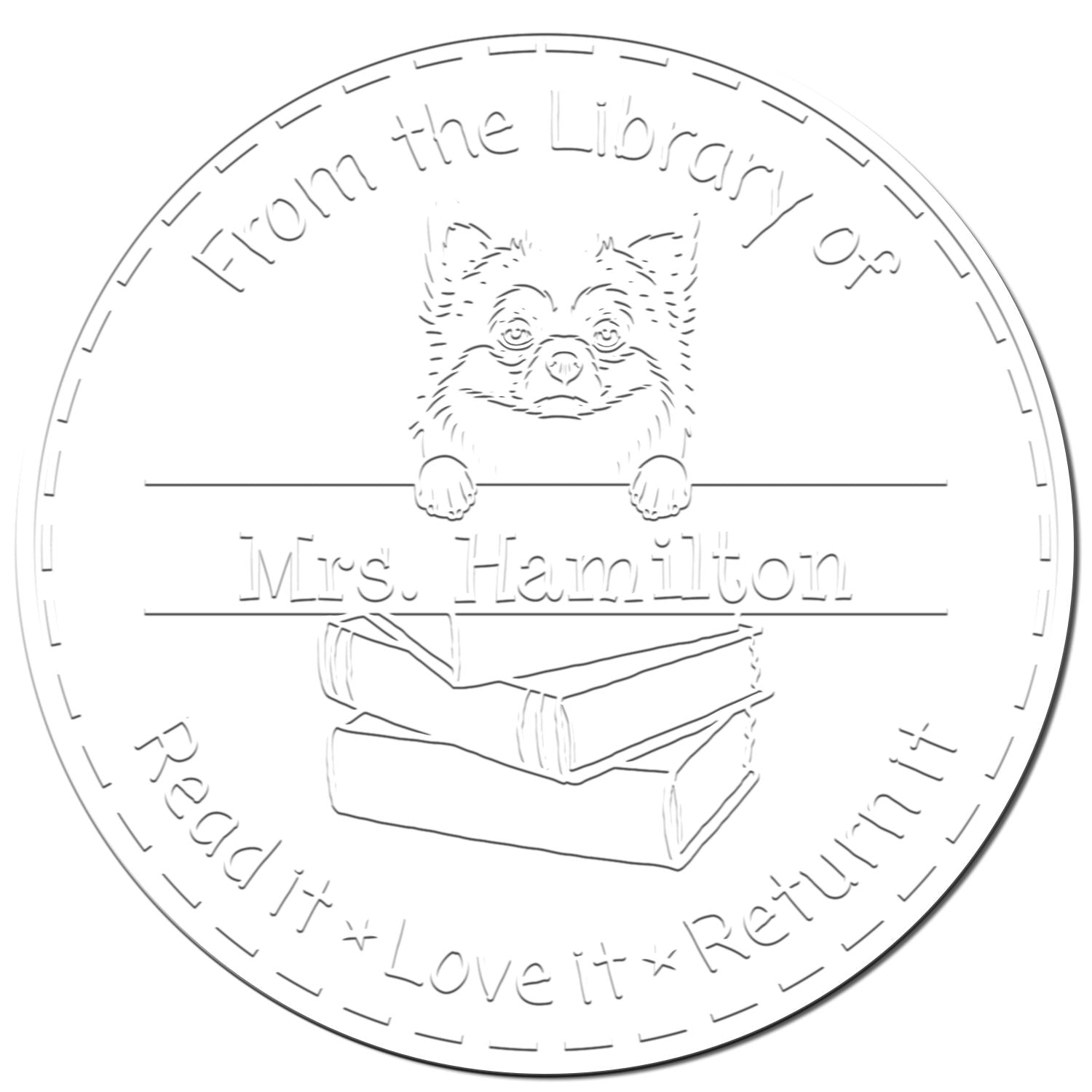 Long Haired Chihuahua Dog Custom Classroom Gift Seal Embosser - Engineer Seal Stamps