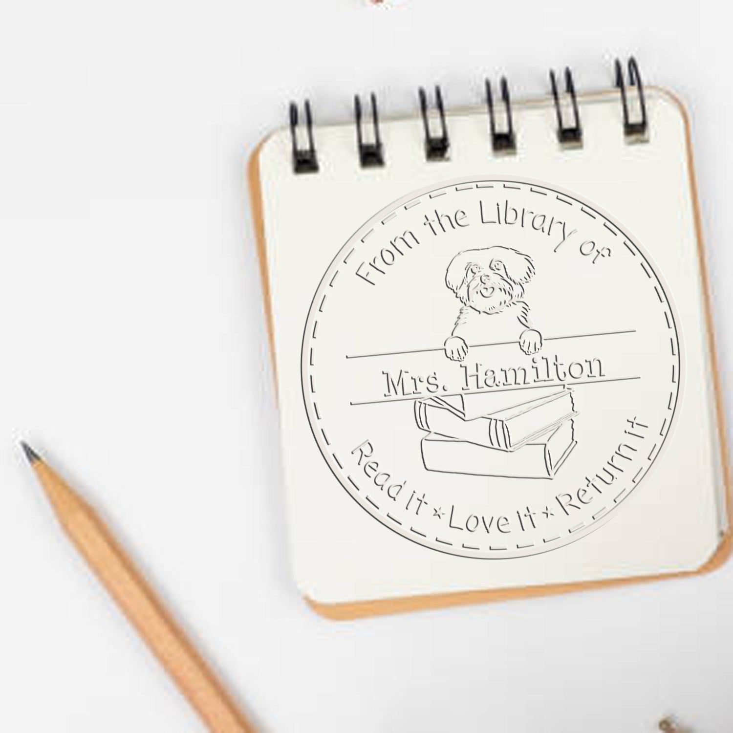 Custom Desk Embosser with Maltese Dog - Engineer Seal Stamps