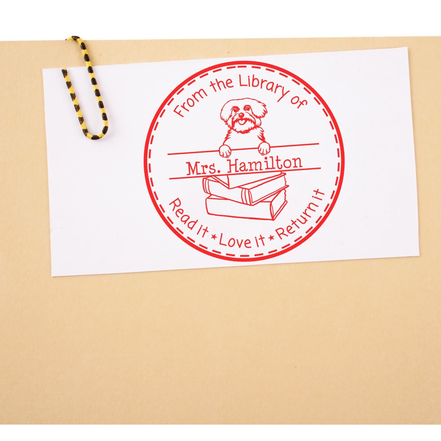 Maltese Dog Themed Read It Love It Return It For Kids Stamper - Engineer Seal Stamps