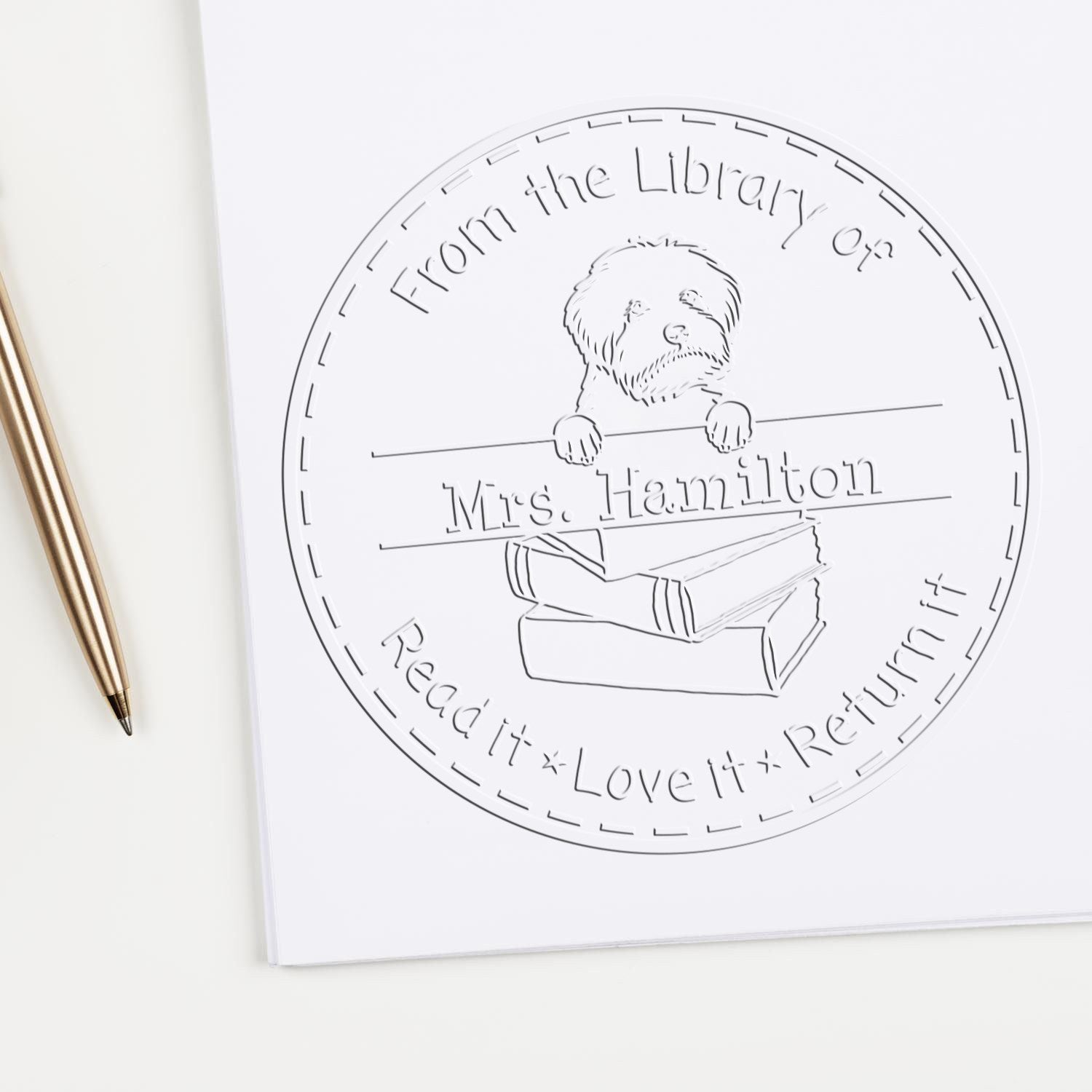 Desk Maltipoo Dog Custom Educational Tools Embosser - Engineer Seal Stamps