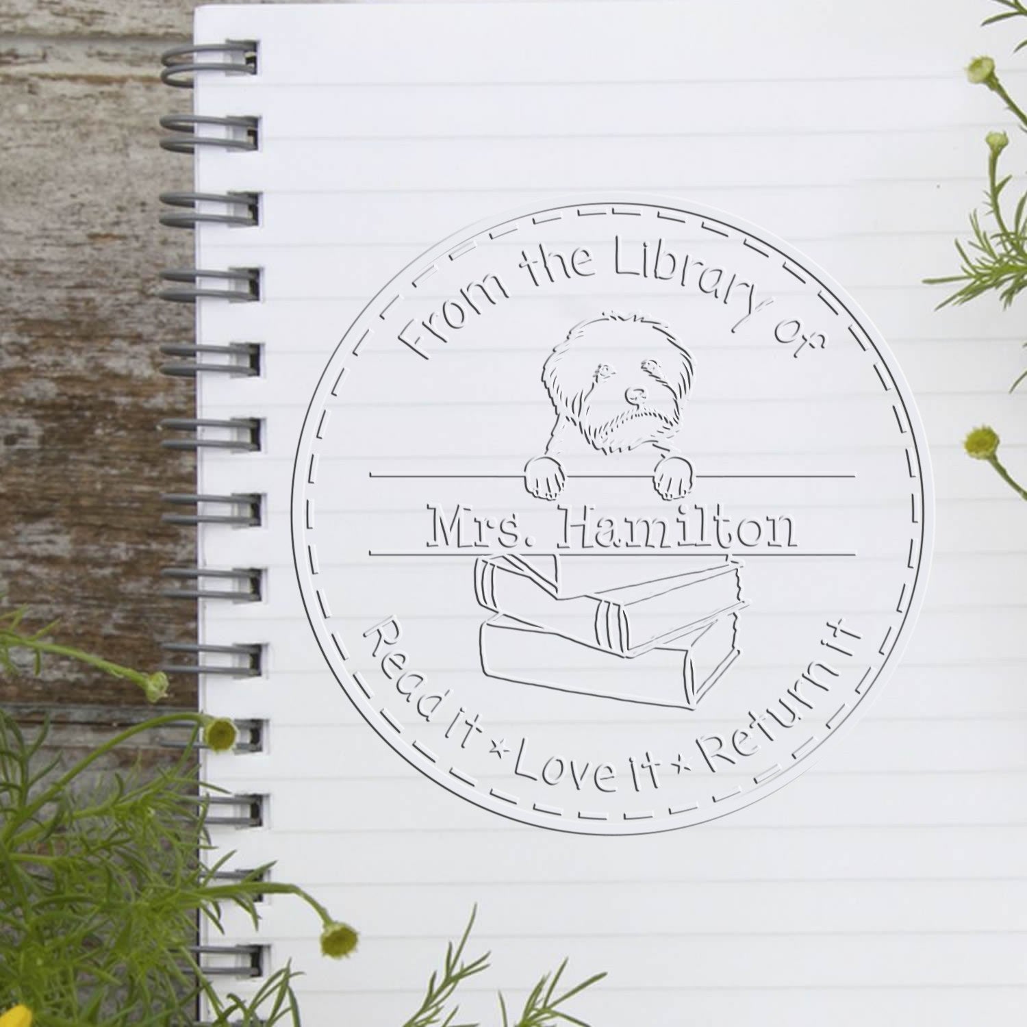 Custom Desk Seal with Maltipoo Dog - Engineer Seal Stamps