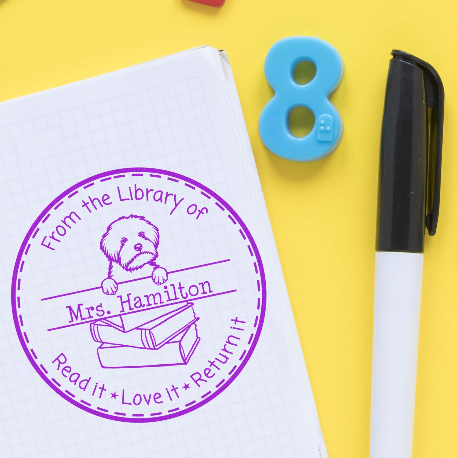 Cute Maltipoo Dog Themed Read It Love It Return It For Kids Stamp