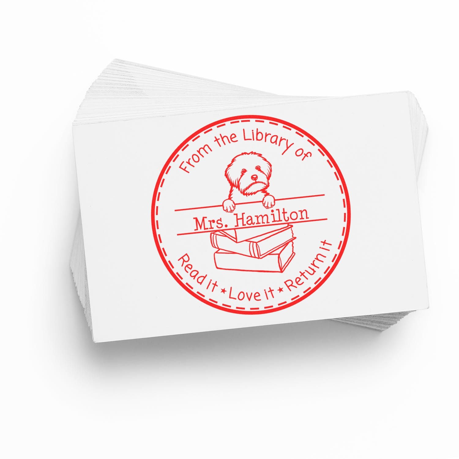 Maltipoo Custom-Made Teacher Library Stamper - Engineer Seal Stamps