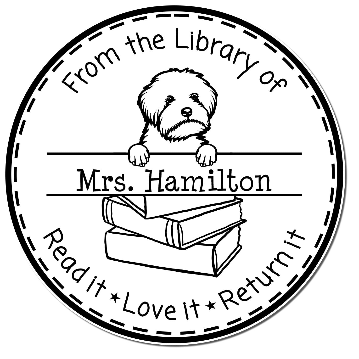 Maltipoo Dog Customized From The Library Of Stamper - Engineer Seal Stamps