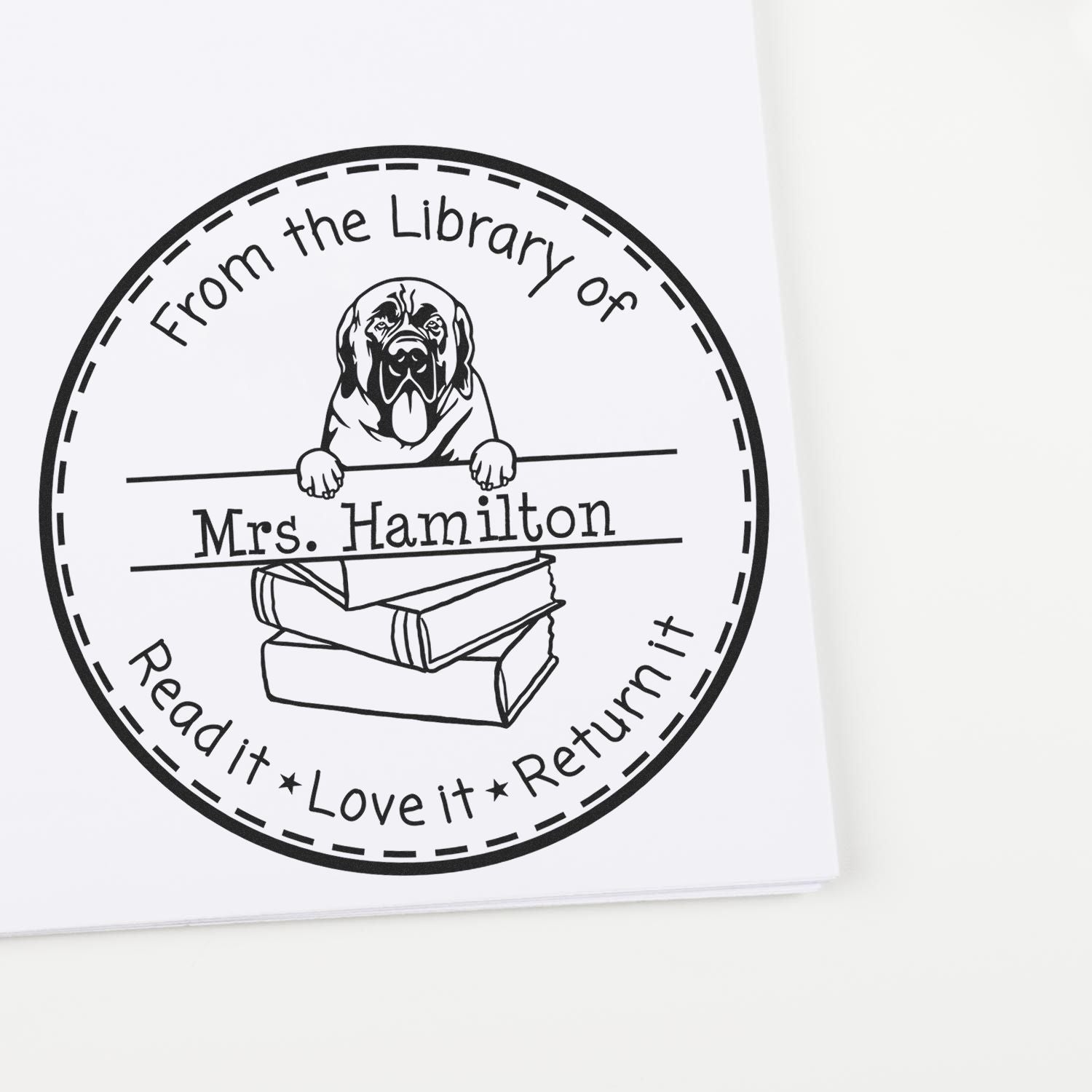 Mastiff Custom-Made Teacher Library Stamp - Engineer Seal Stamps