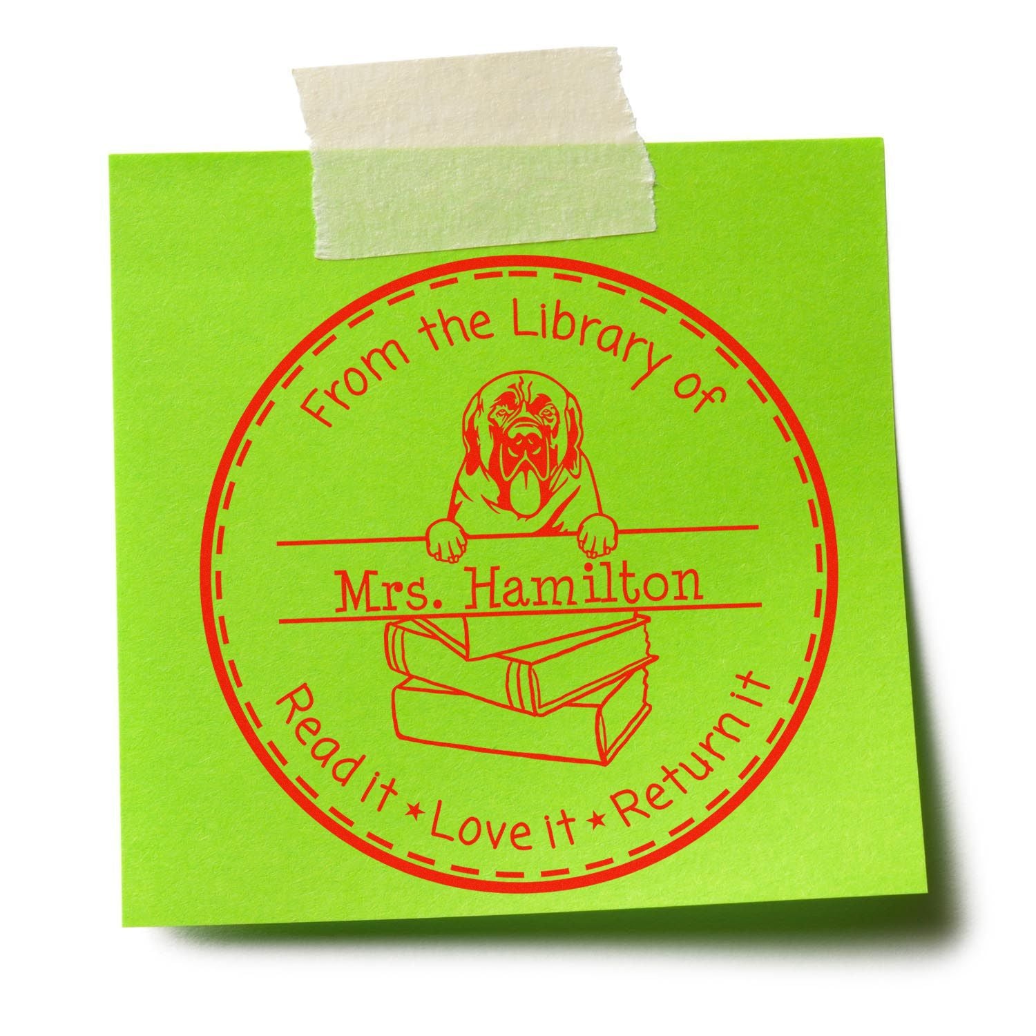 Mastiff Custom-Made Teacher Library Stamp - Engineer Seal Stamps