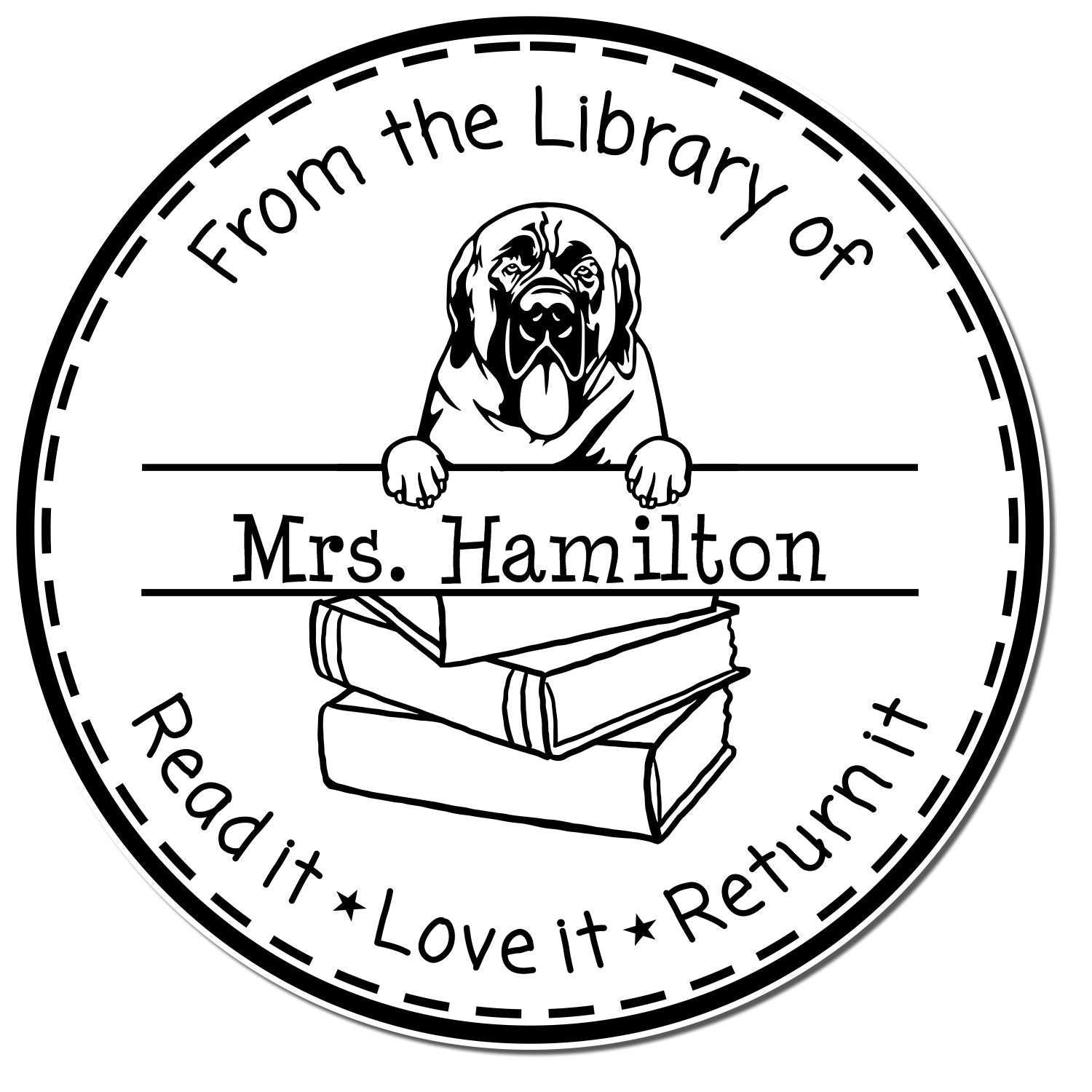 Cute Mastiff Dog Themed Read It Love It Return It For Classroom Stamper - Engineer Seal Stamps