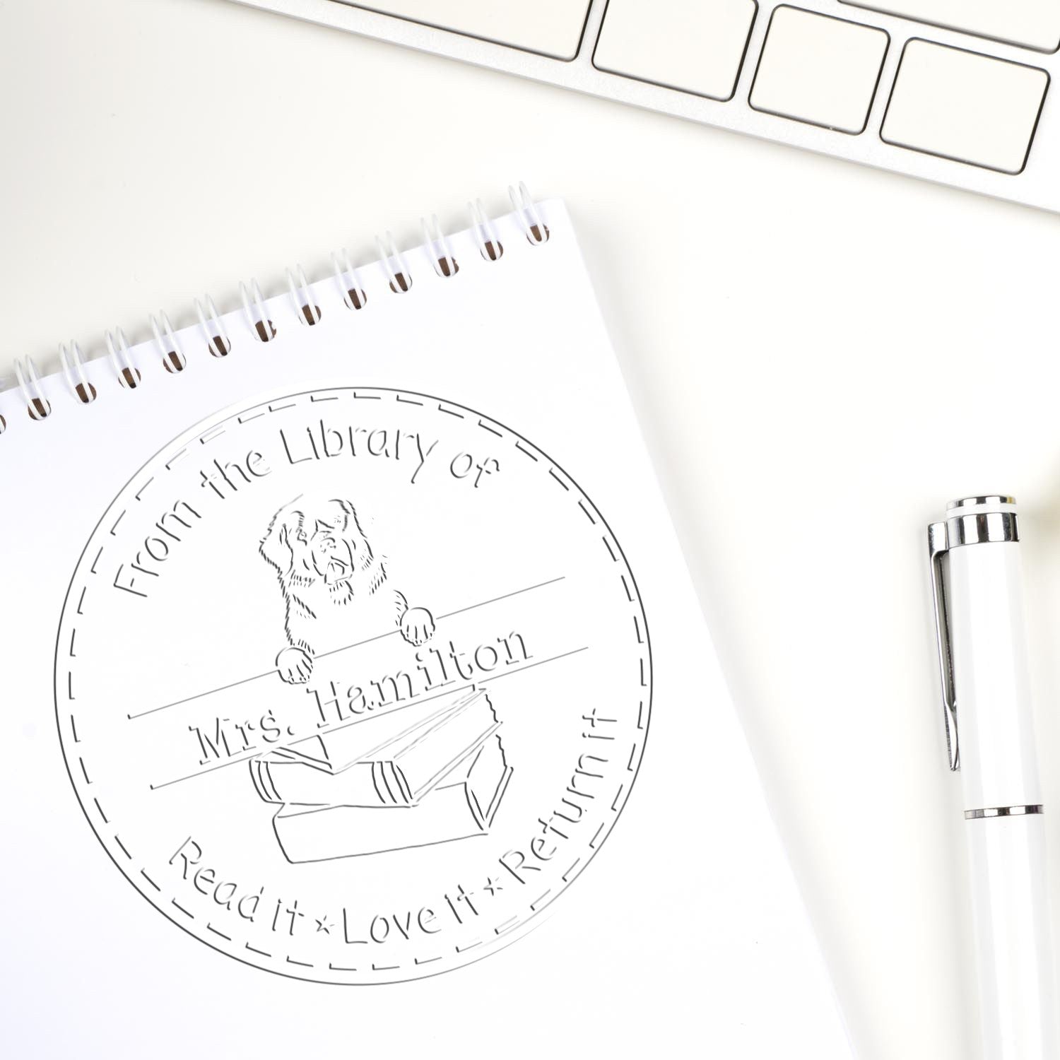 Newfoundland Dog Custom Educational Tools Embossed Stamp