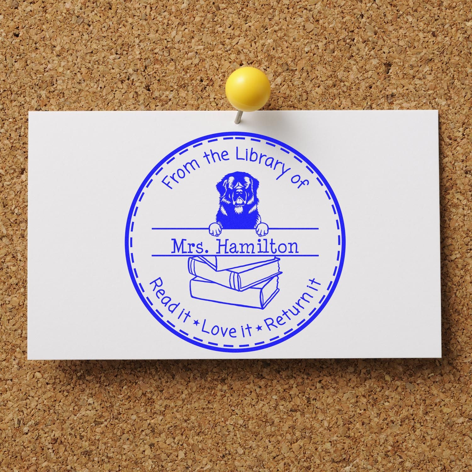 Customized Shared Library Stamper with Newfoundland Dog - Engineer Seal Stamps