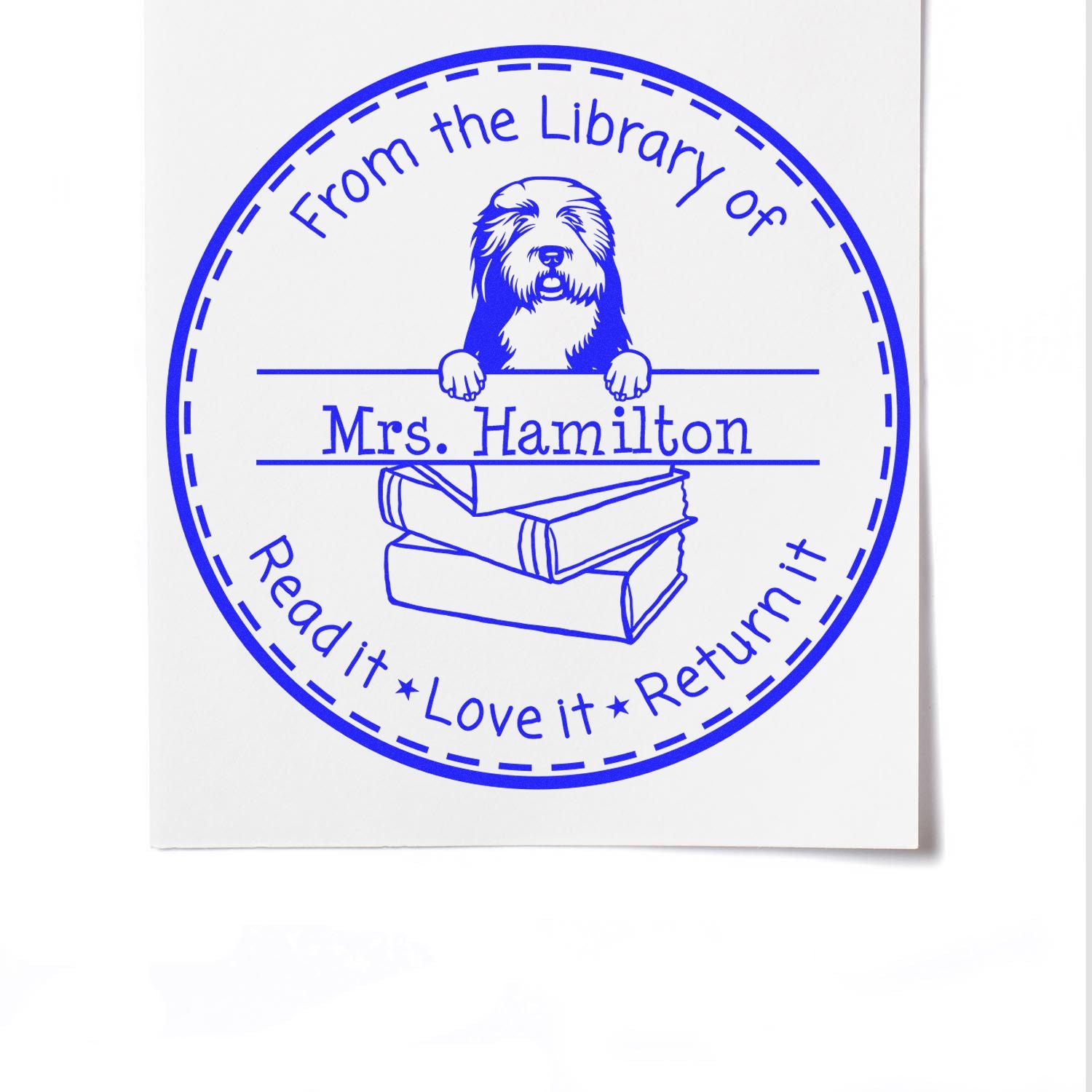 Old English Sheepdogs Custom-Made Teacher Book Stamper - Engineer Seal Stamps