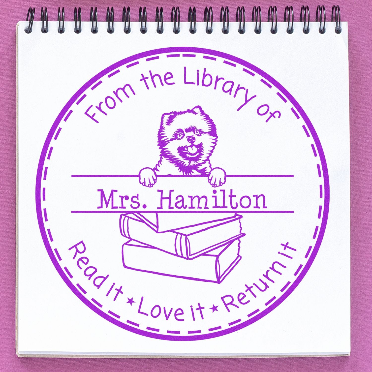 Cute Pomeranian Dog Themed Read It Love It Return It For Book Lovers Stamper