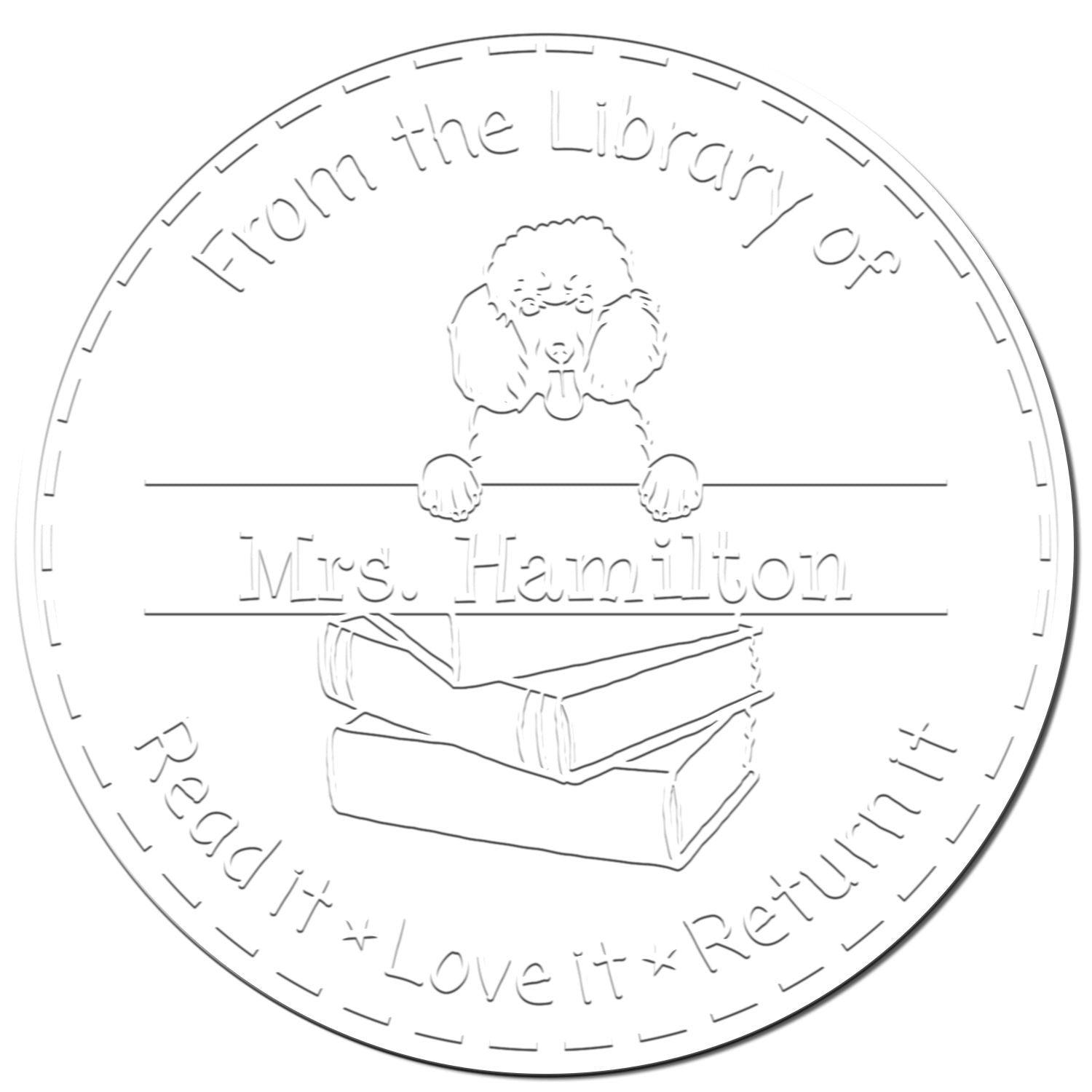 Desk Poodle Dog Custom Library Tool For Embossed Stamp - Engineer Seal Stamps