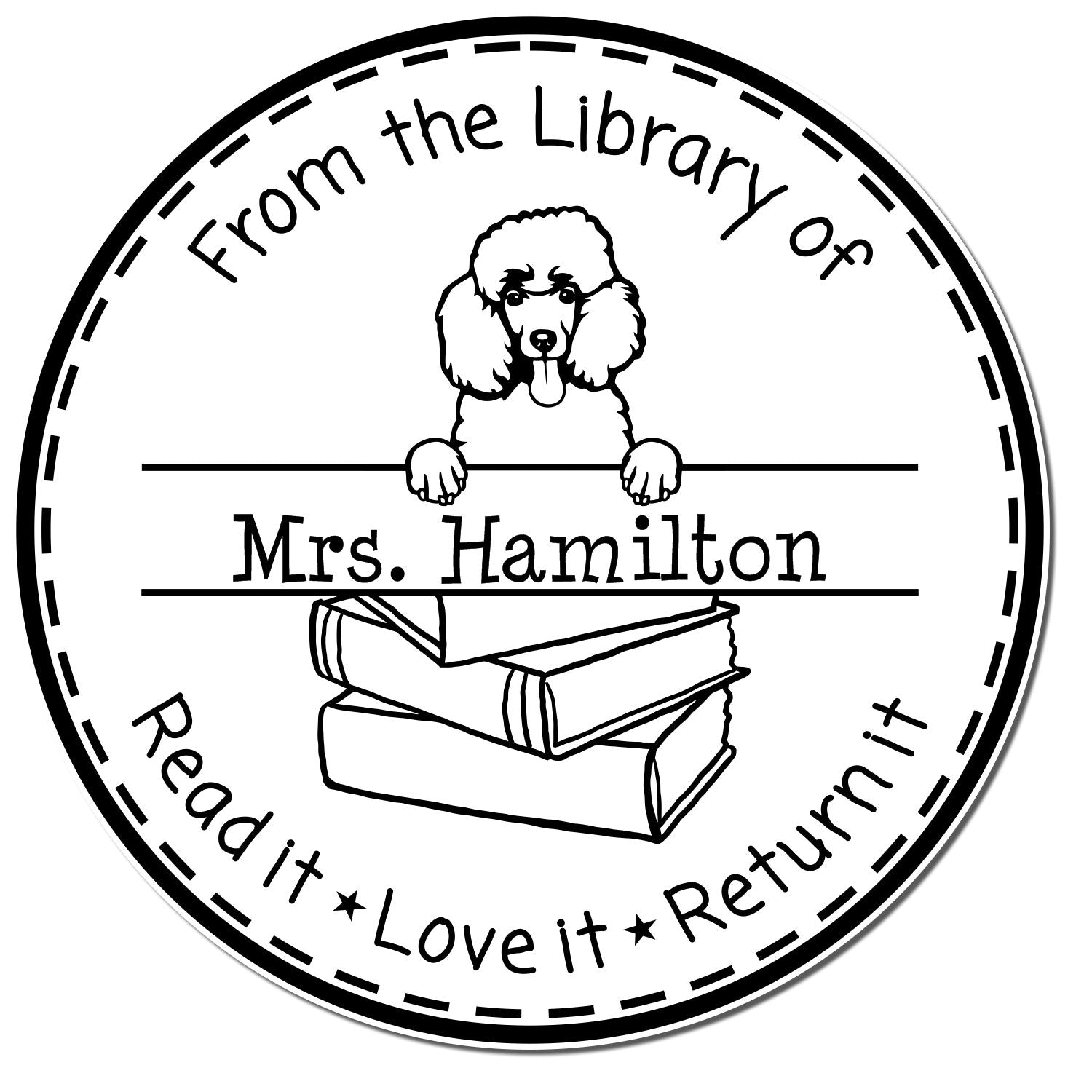 Poodle Dog Customized Property Of Teacher Stamper - Engineer Seal Stamps