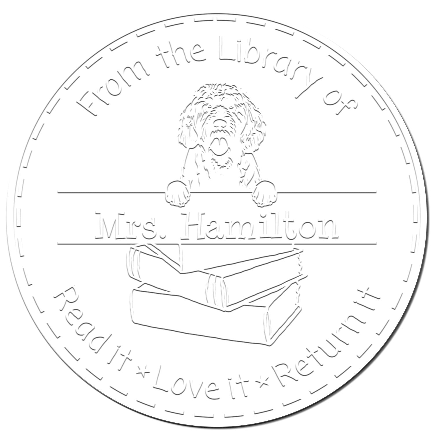 Portuguese Water Dog Custom Library Tool For Embossing Seal - Engineer Seal Stamps