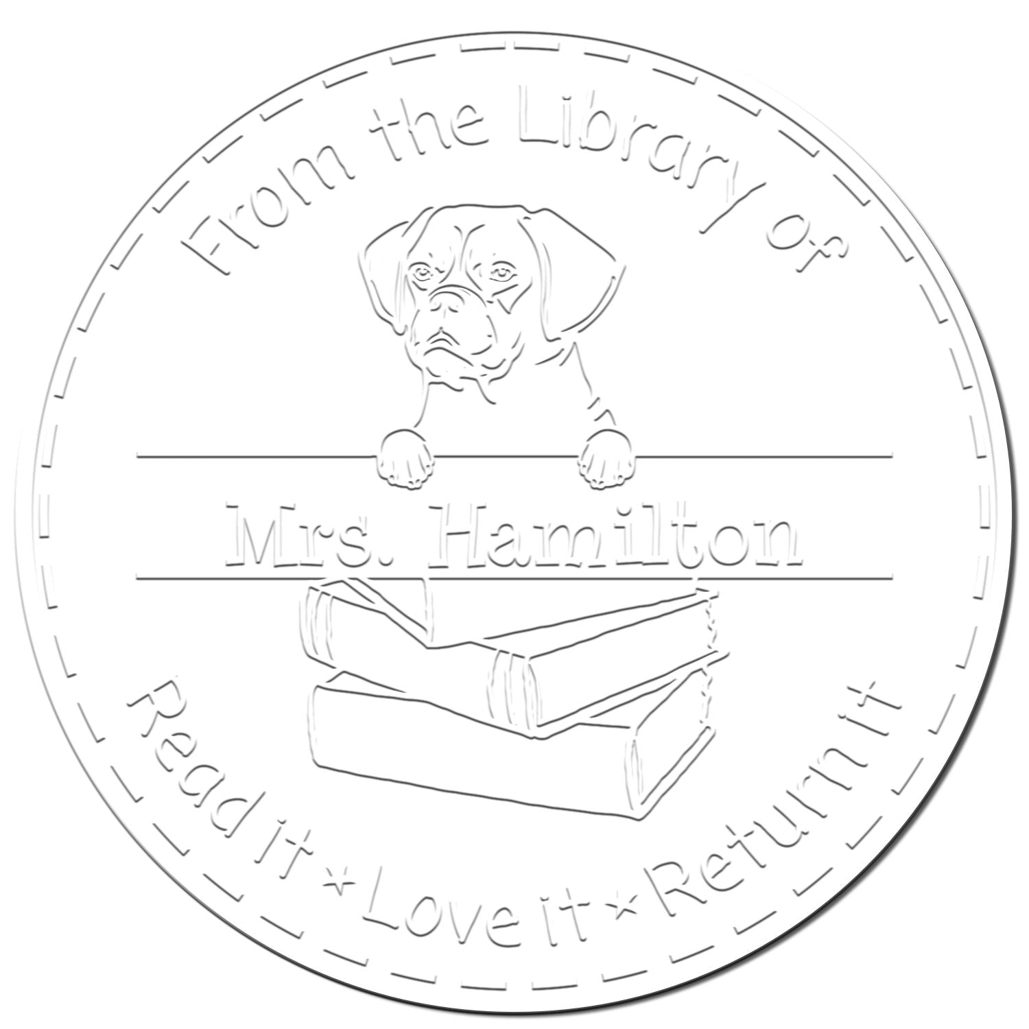 Custom Classroom Book Seal Embosser with Puggle Dog - Engineer Seal Stamps