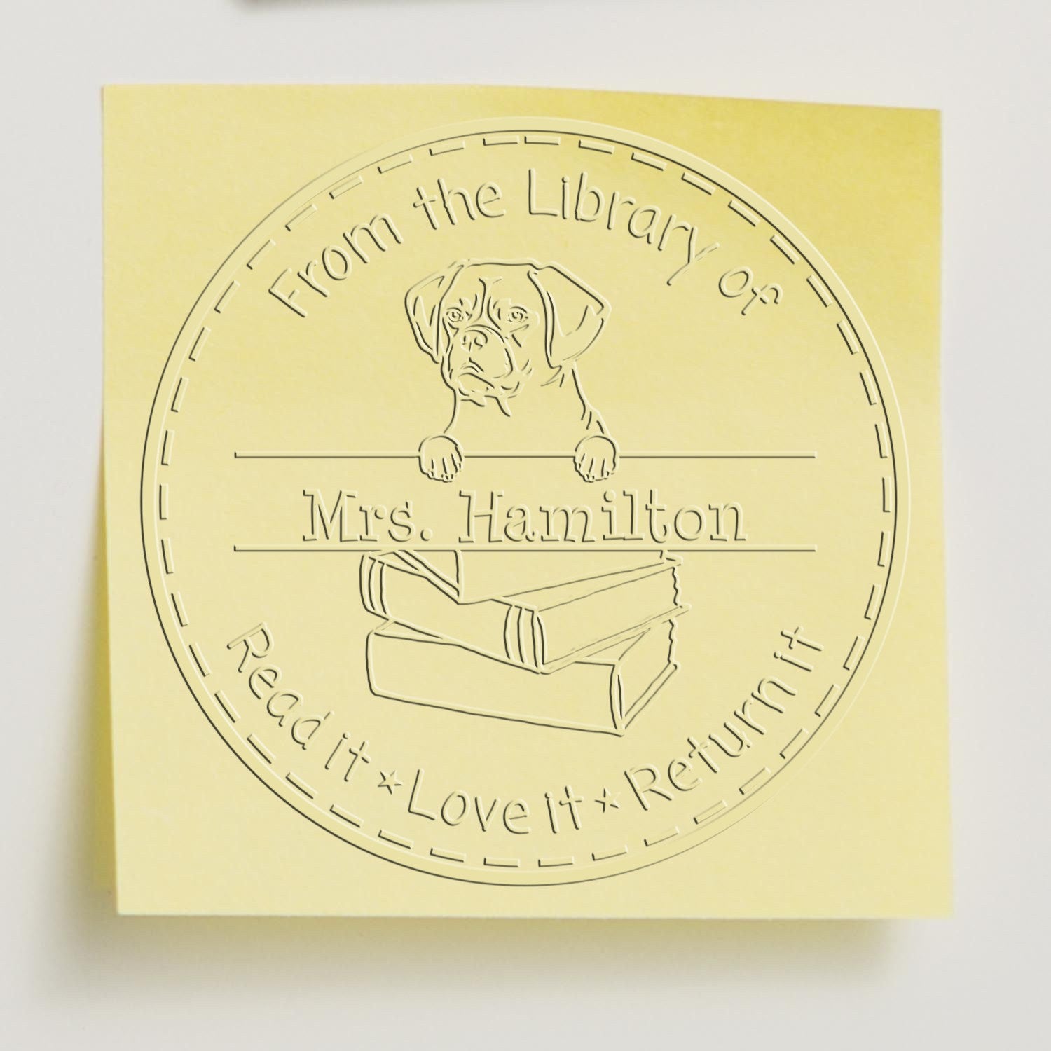 Custom Classroom Book Seal Embosser with Puggle Dog - Engineer Seal Stamps
