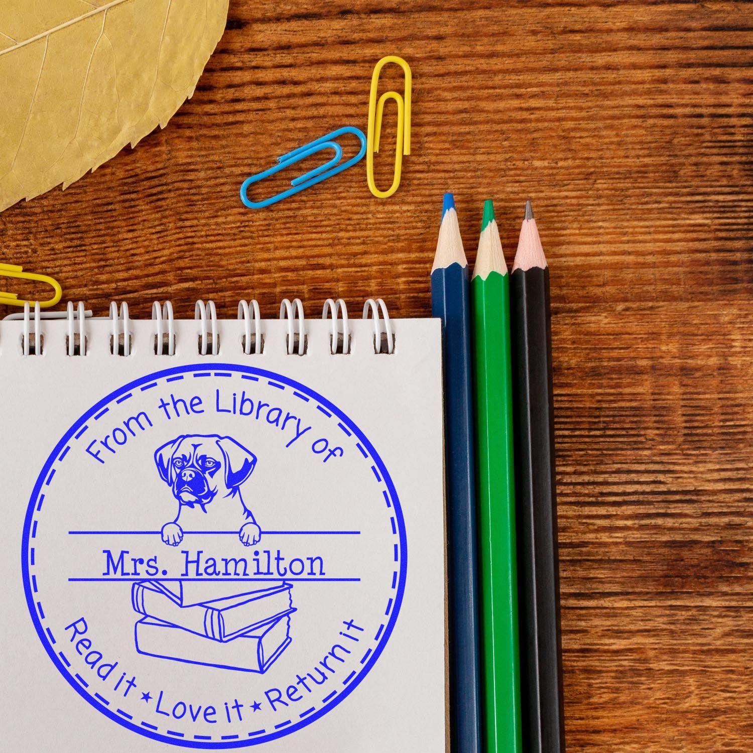 Puggle Custom-Made Read It Love It Return It Teacher Stamp - Engineer Seal Stamps