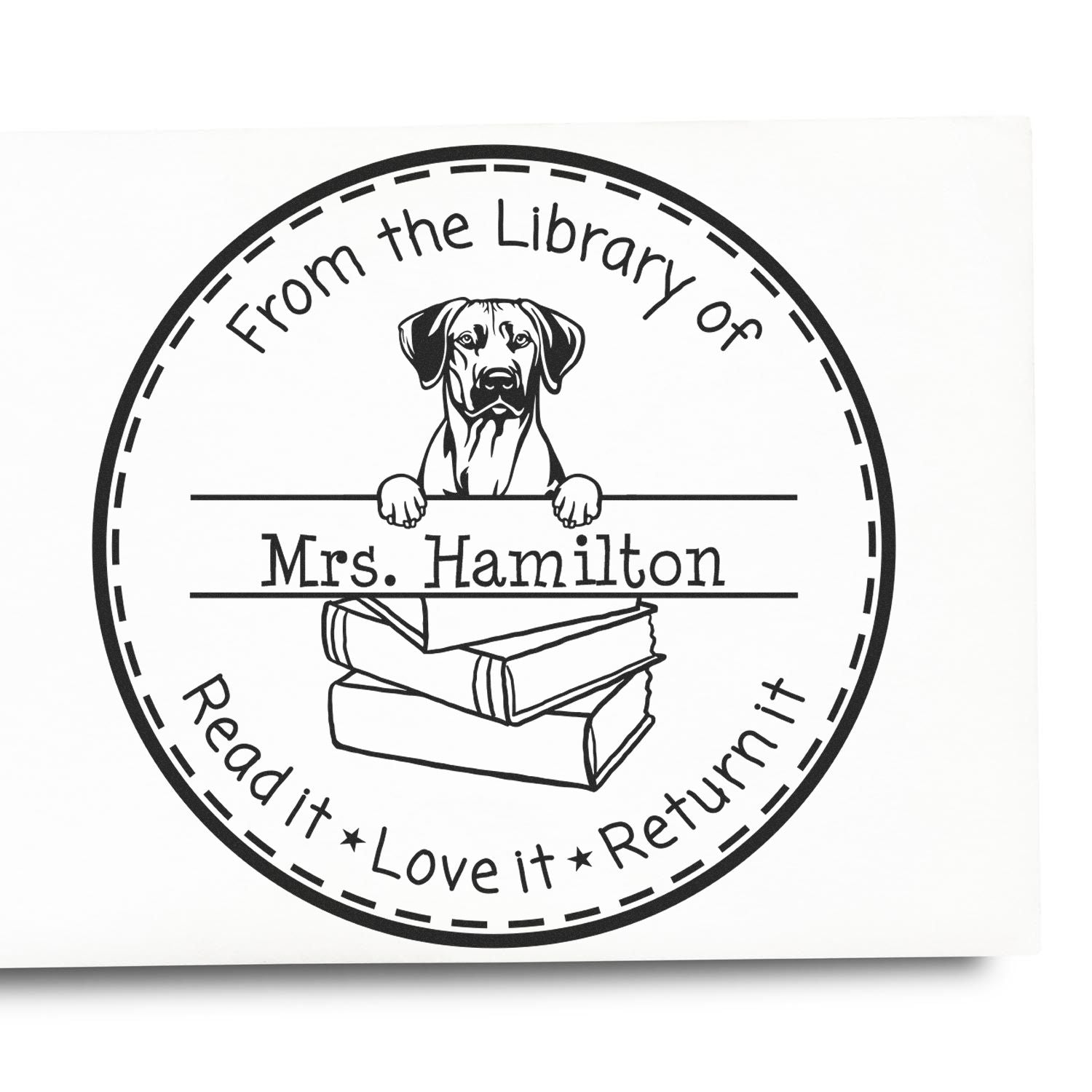 Rhodesian Ridgeback Dog Customized School Library Stamper - Engineer Seal Stamps