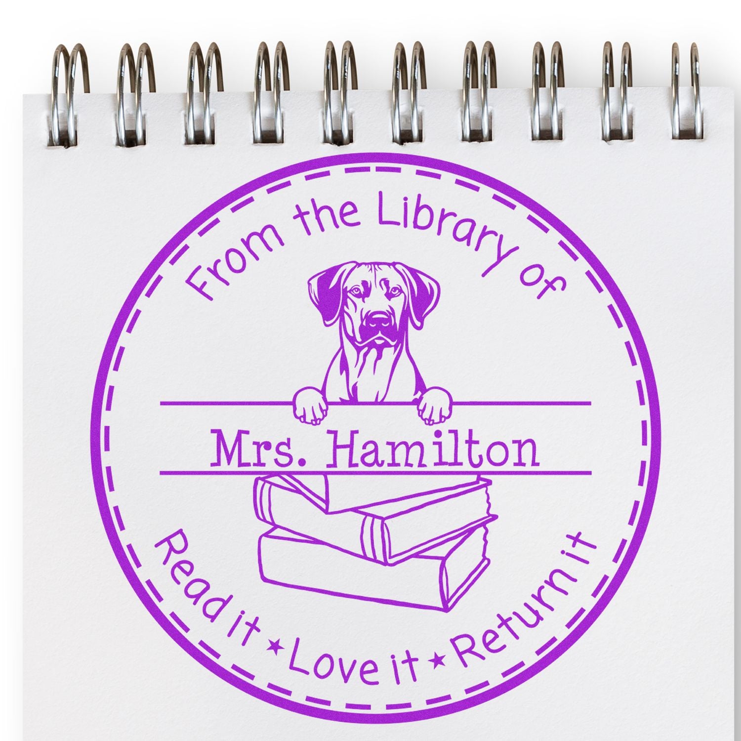 Cute Rhodesian Ridgeback Dog Themed Read It Love It Return It For Book Collectors Stamp