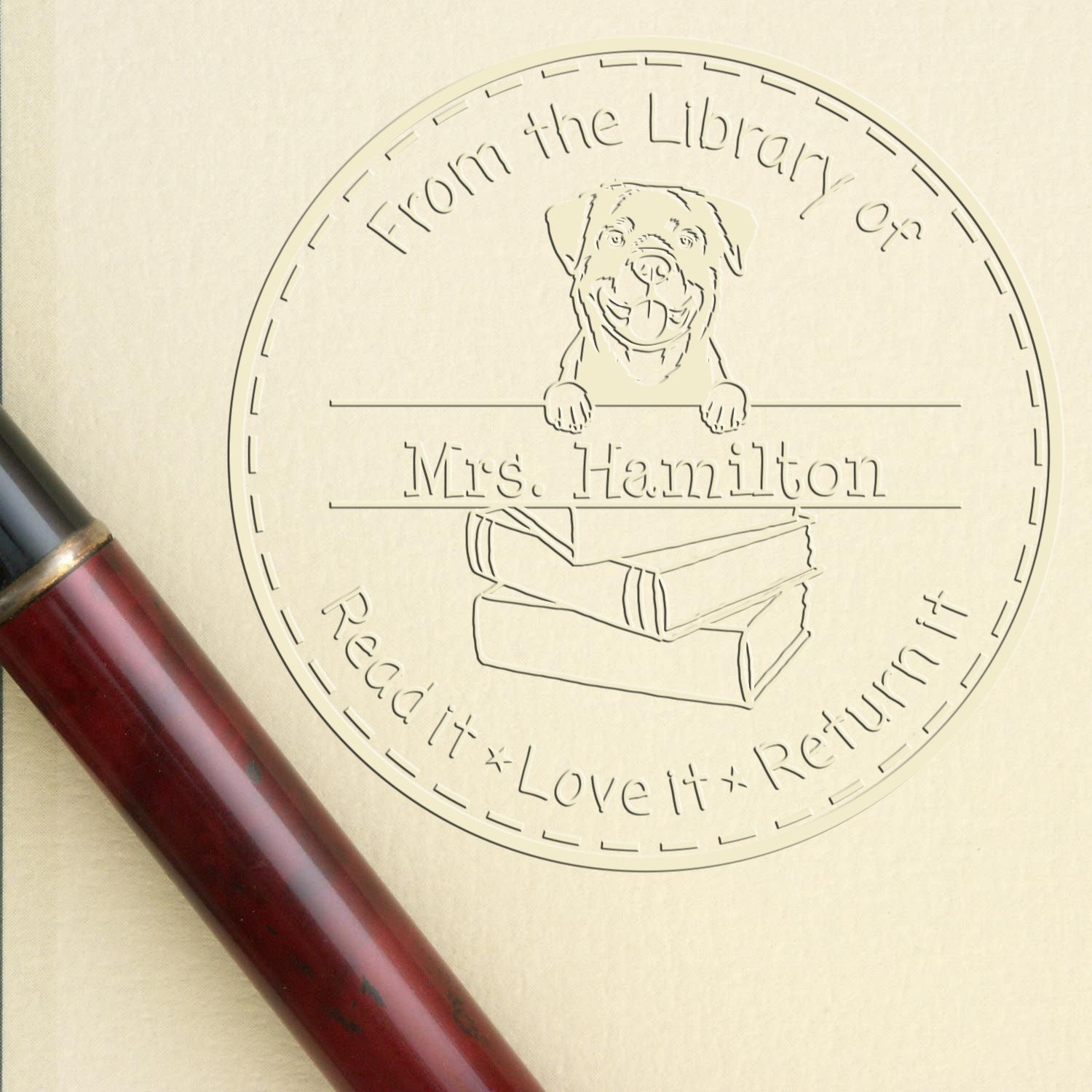 Rottweiler Dog Custom Resource Embossed Stamp