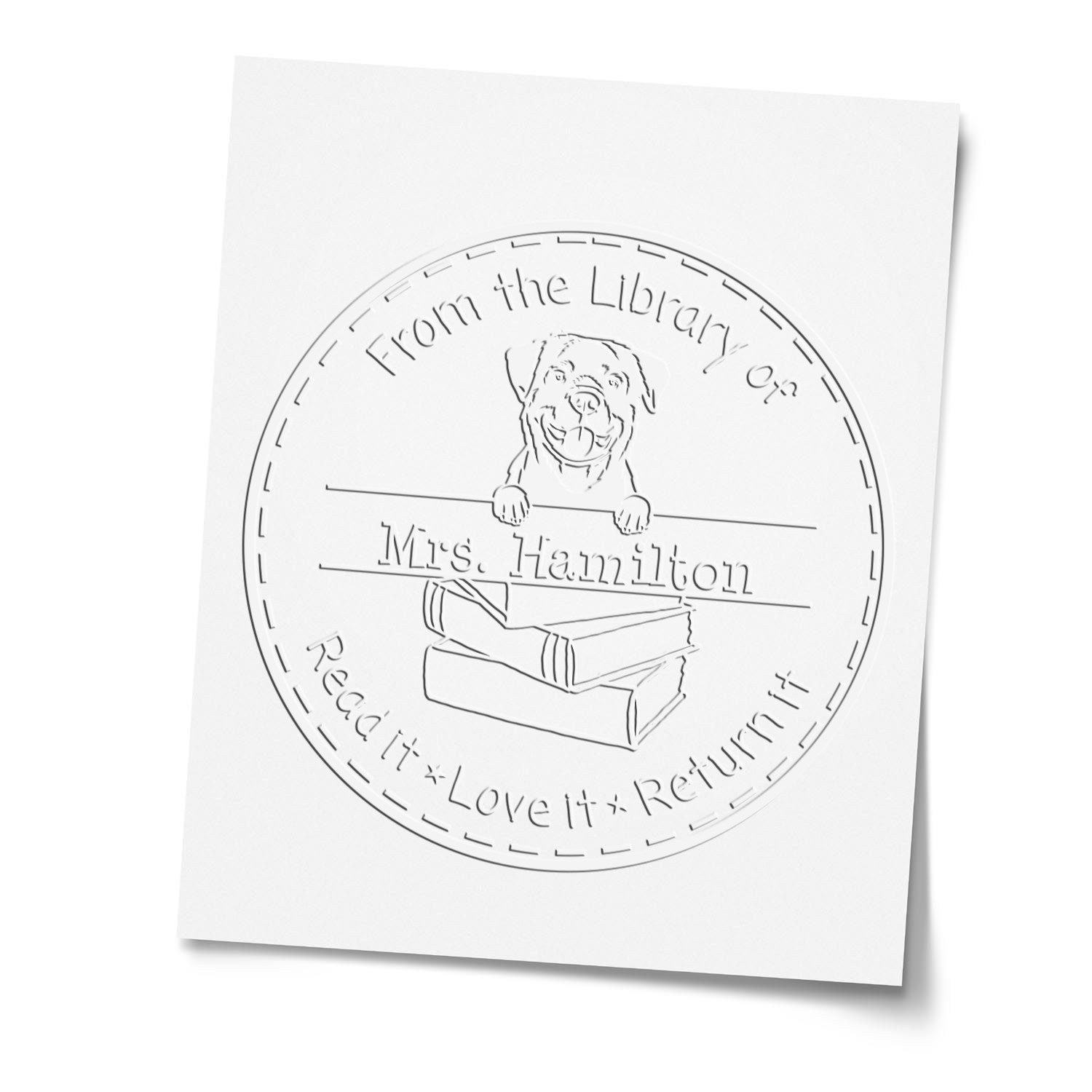 Rottweiler Dog Custom Resource Embossed Stamp