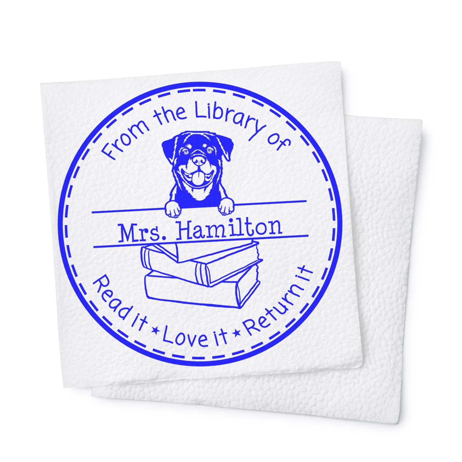 Rottweiler Dog Customized Borrow And Return Book Stamp - Engineer Seal Stamps