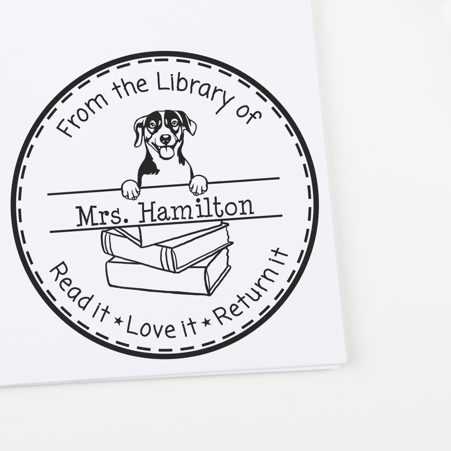 Cute Russell Terrier Dog Themed Read It Love It Return It For Book Clubs Stamp - Engineer Seal Stamps