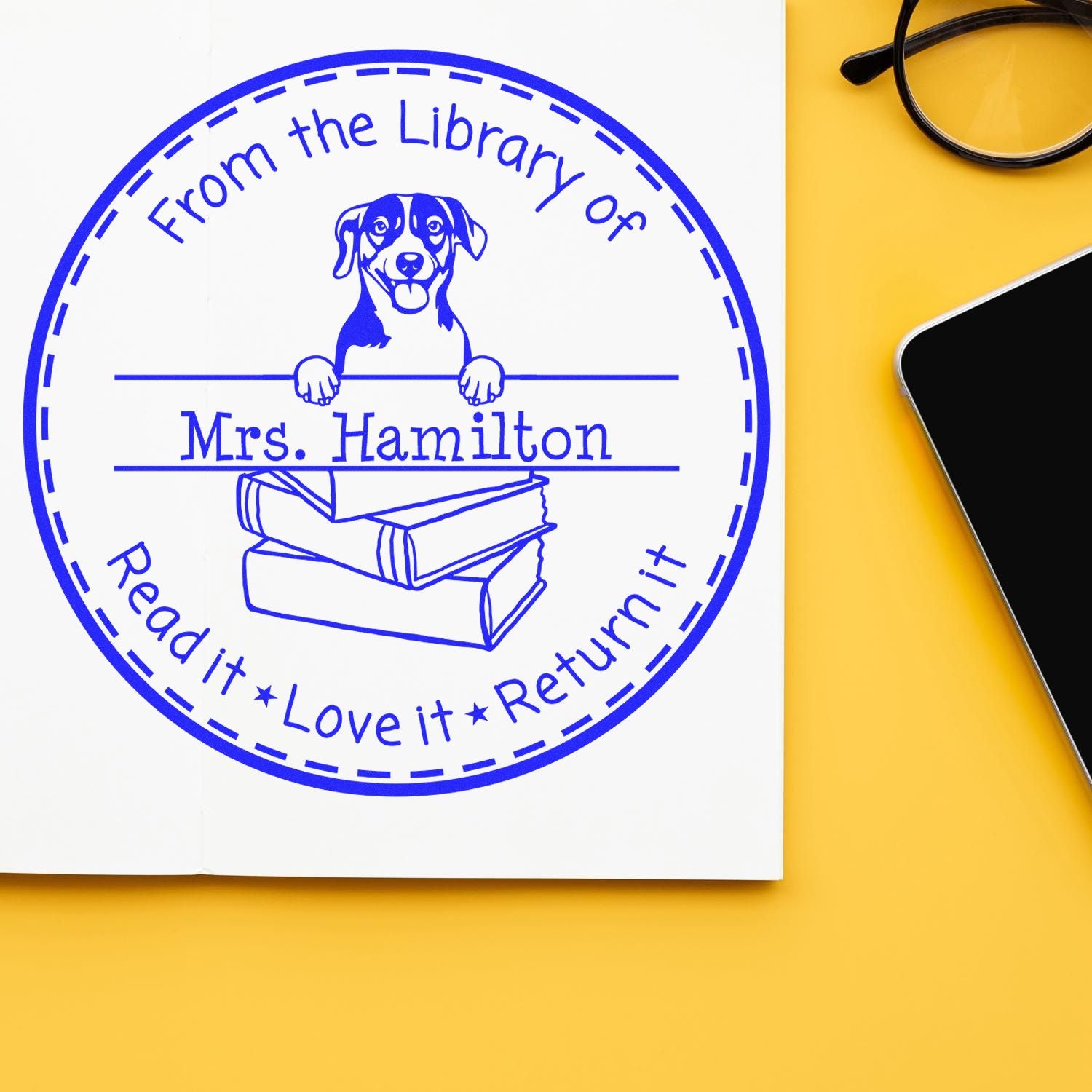 Russell Terrier Custom-Made Read It Love It Return It Stamp - Engineer Seal Stamps