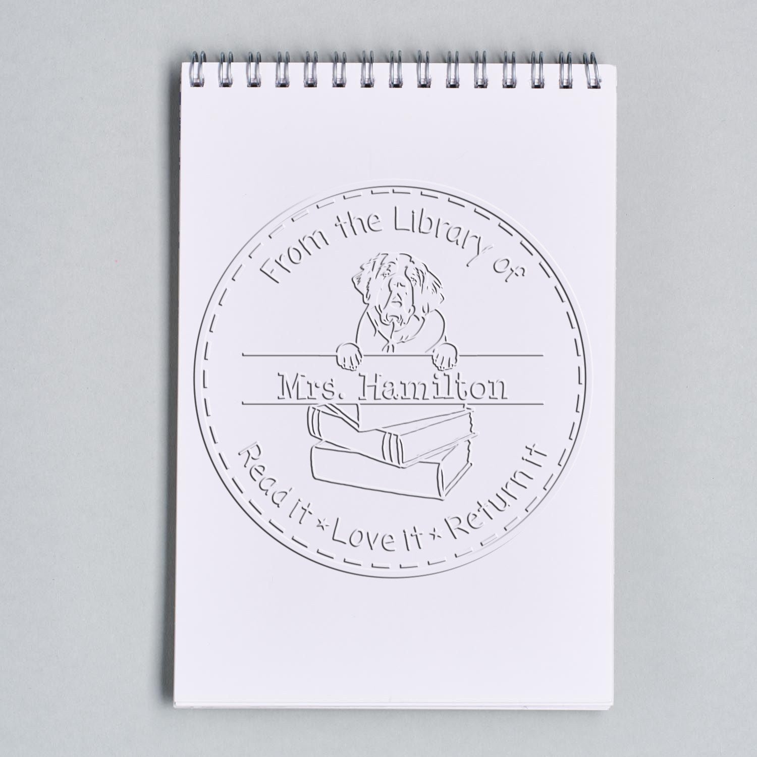 Custom For Library Seal with Saint Bernard Dog - Engineer Seal Stamps