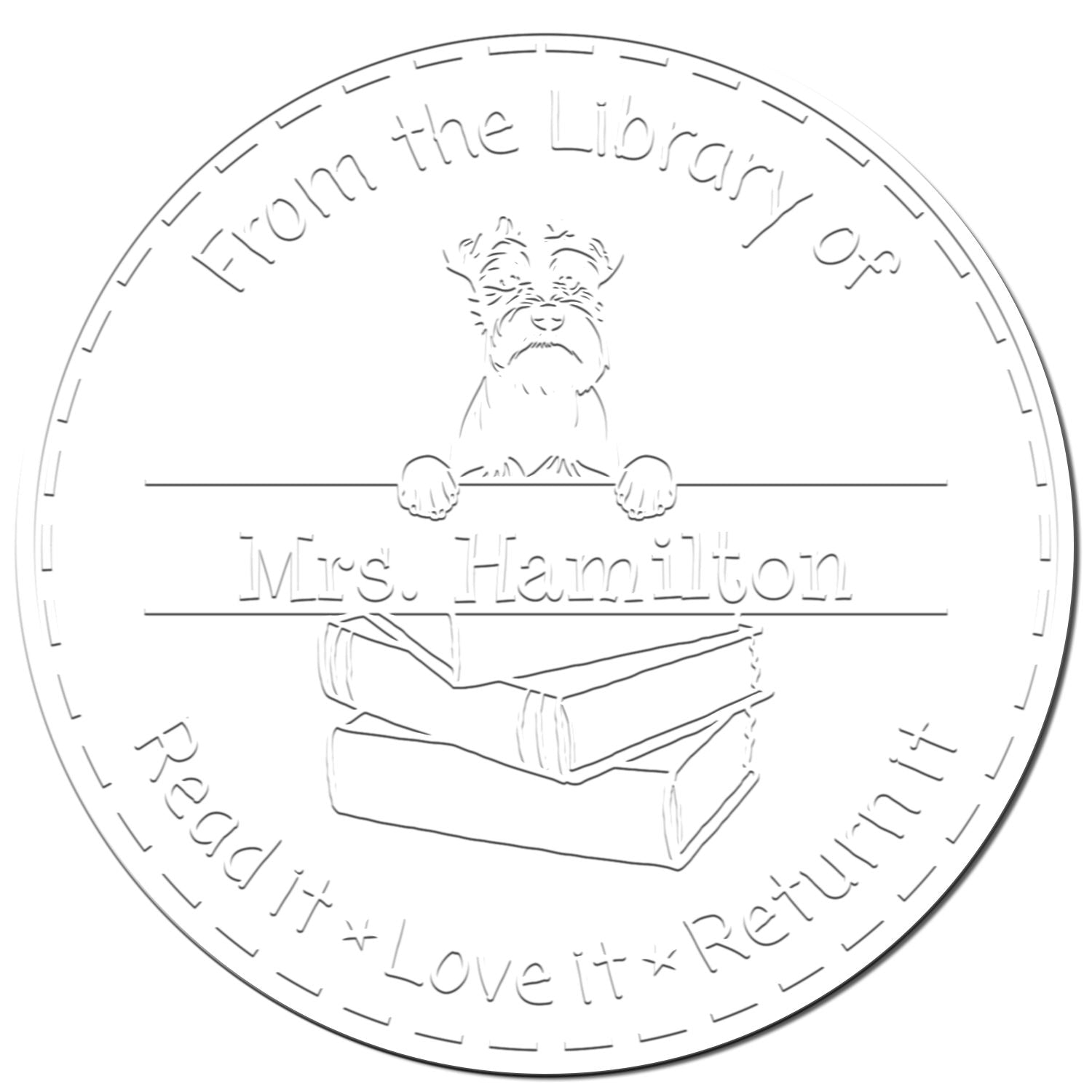 Custom For Library Seal Embosser with Schnauzer Dog - Engineer Seal Stamps