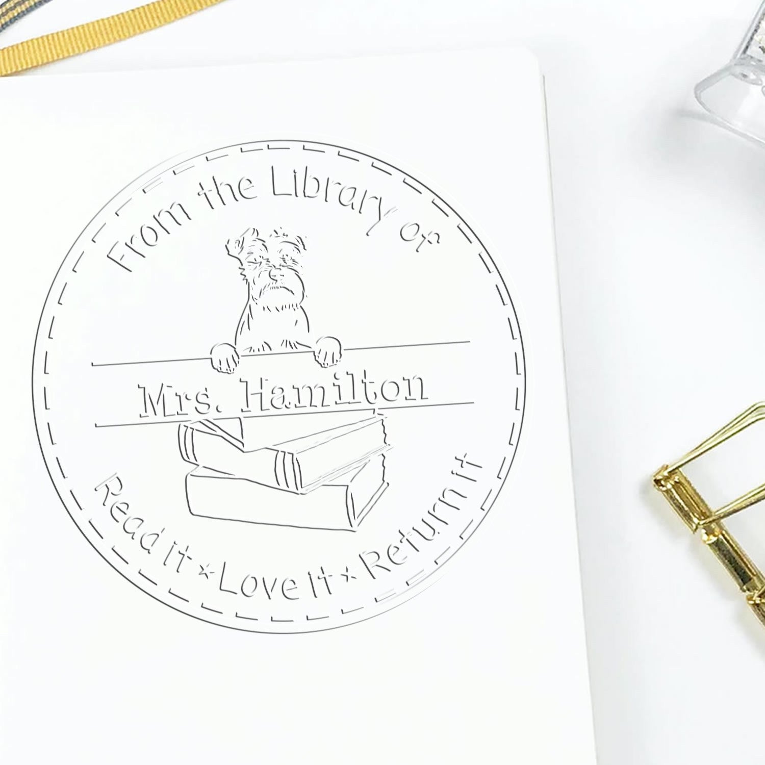 Desk Schnauzer Dog Custom With Name Seal - Engineer Seal Stamps