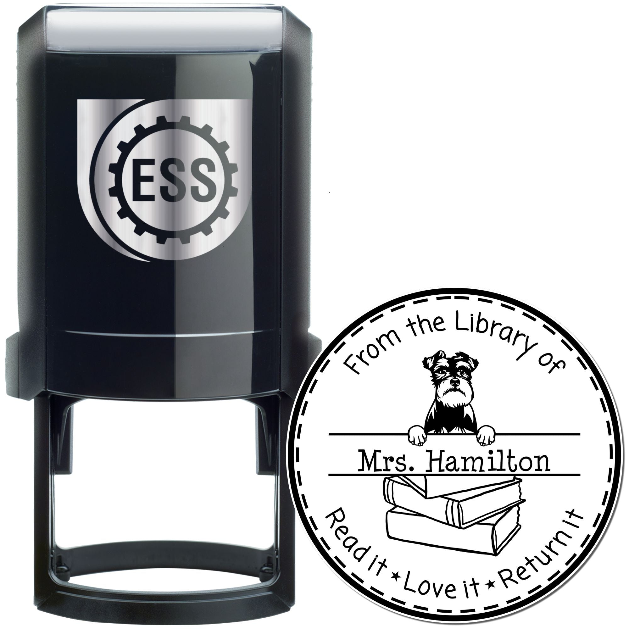 Schnauzer Custom-Made Read It Love It Return It Personalized Stamper - Engineer Seal Stamps