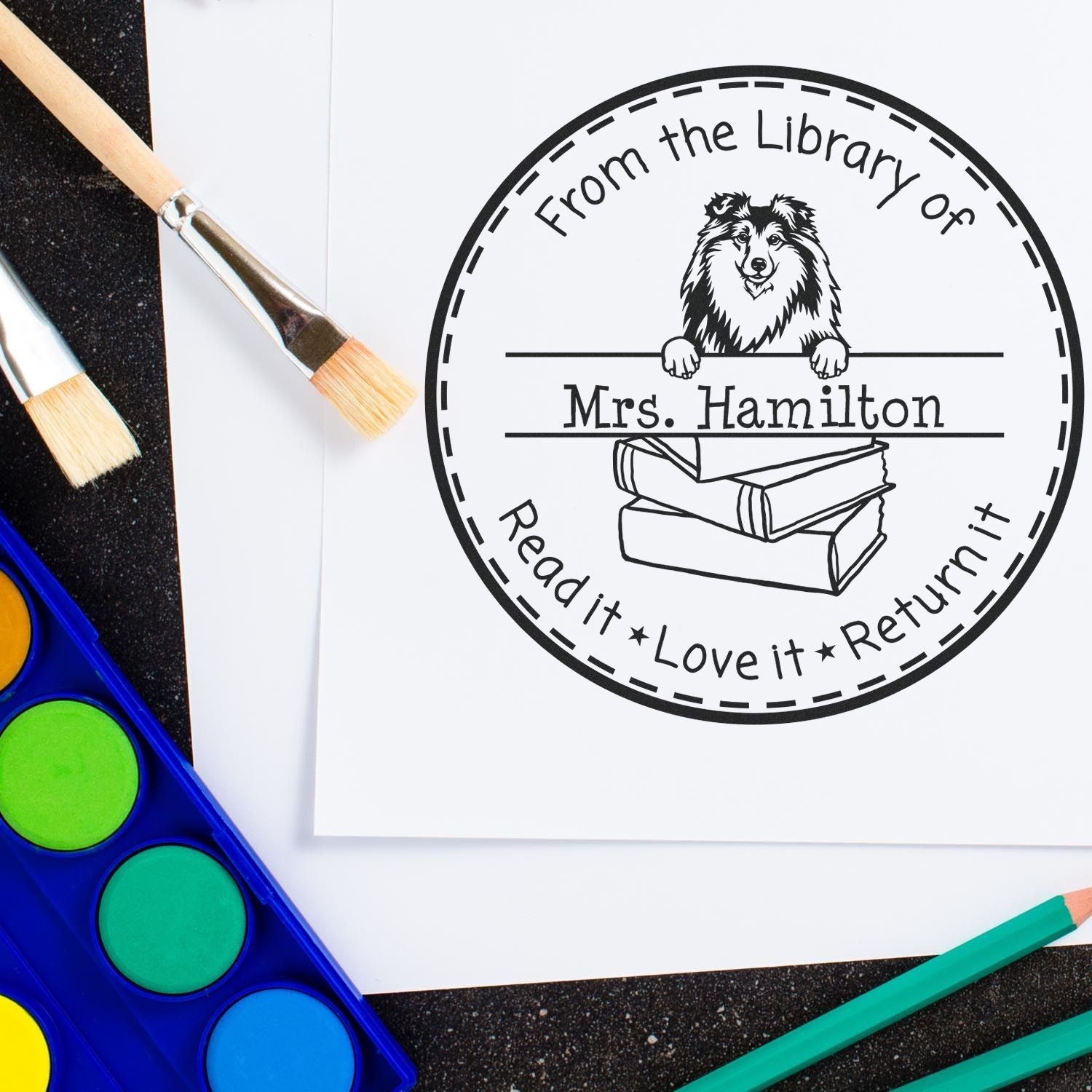 Shetland Sheepdog Custom-Made Read It Love It Return It Personalized Stamp - Engineer Seal Stamps