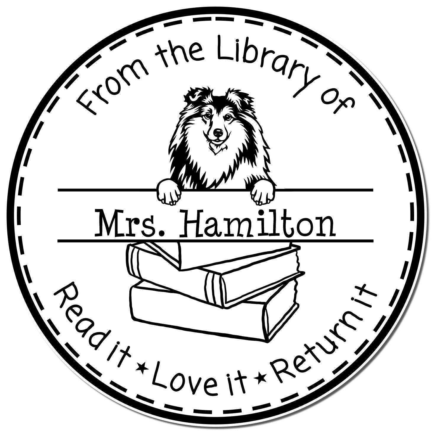 Shetland Sheepdog Dog Customized Library Mark Stamp - Engineer Seal Stamps