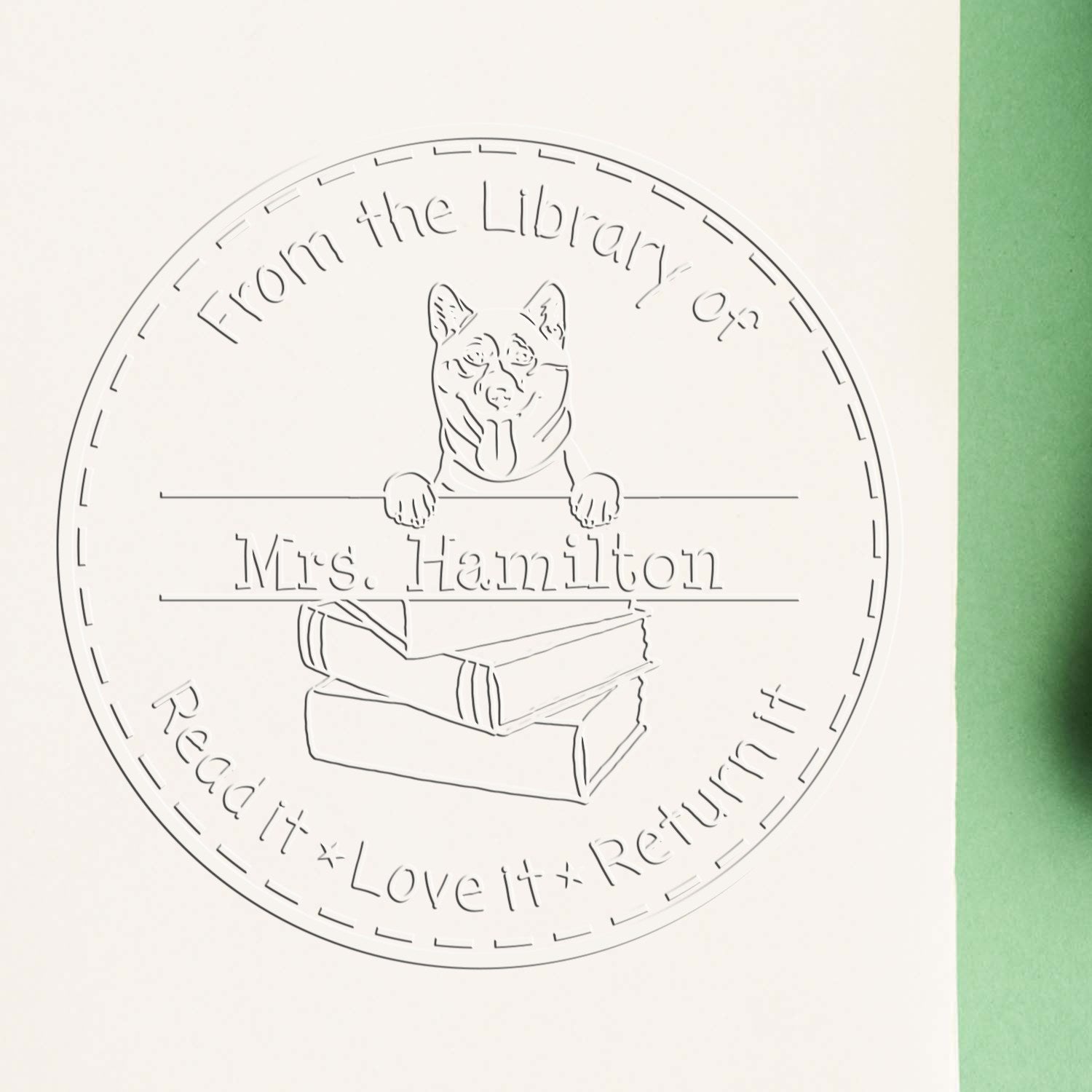 Desk Shiba Inu Dog Custom With Name Embossed Stamp - Engineer Seal Stamps