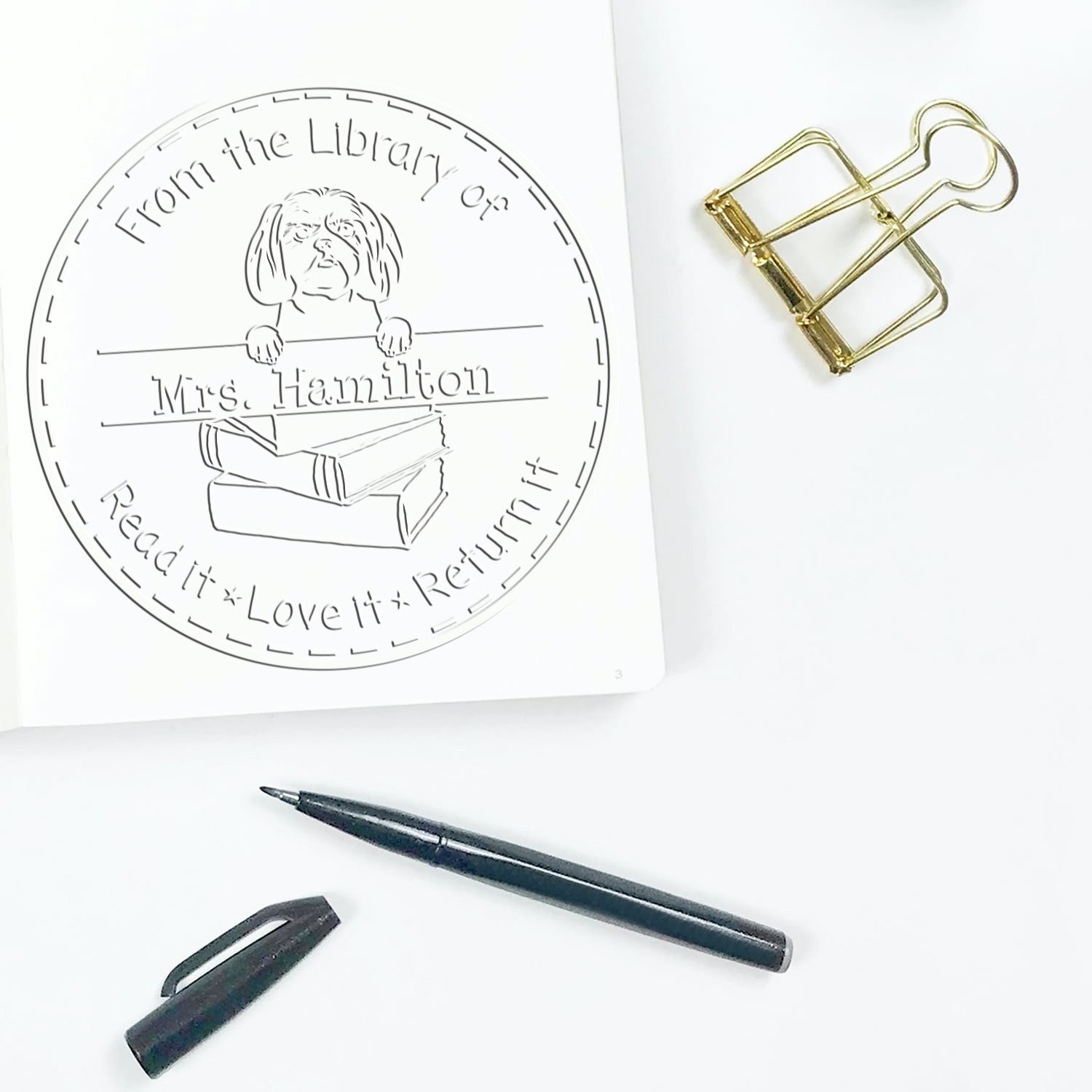 Shitzu Dog Custom With Name Embossing Seal - Engineer Seal Stamps